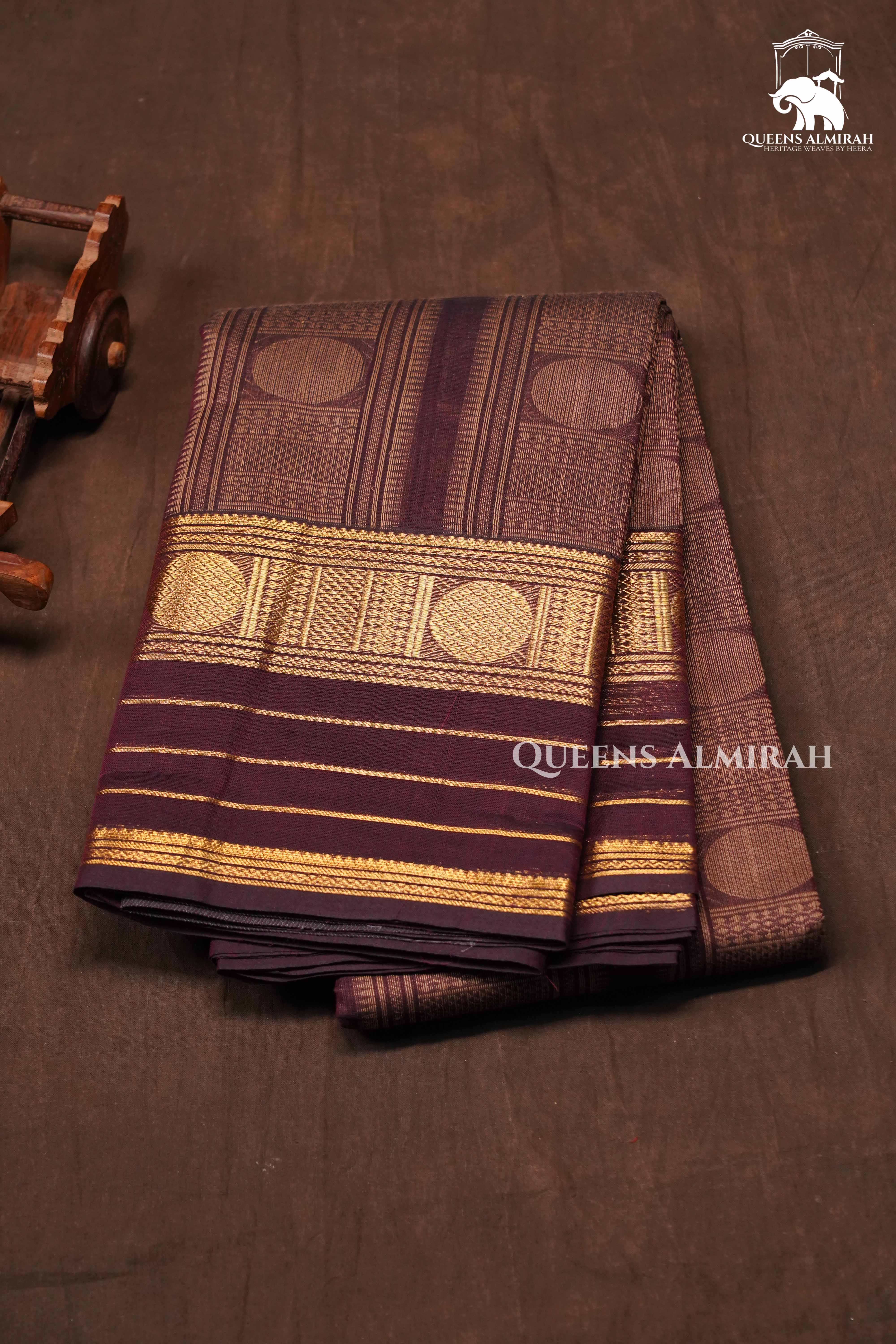Cocoa Bean Chettinad Cotton Saree 1
