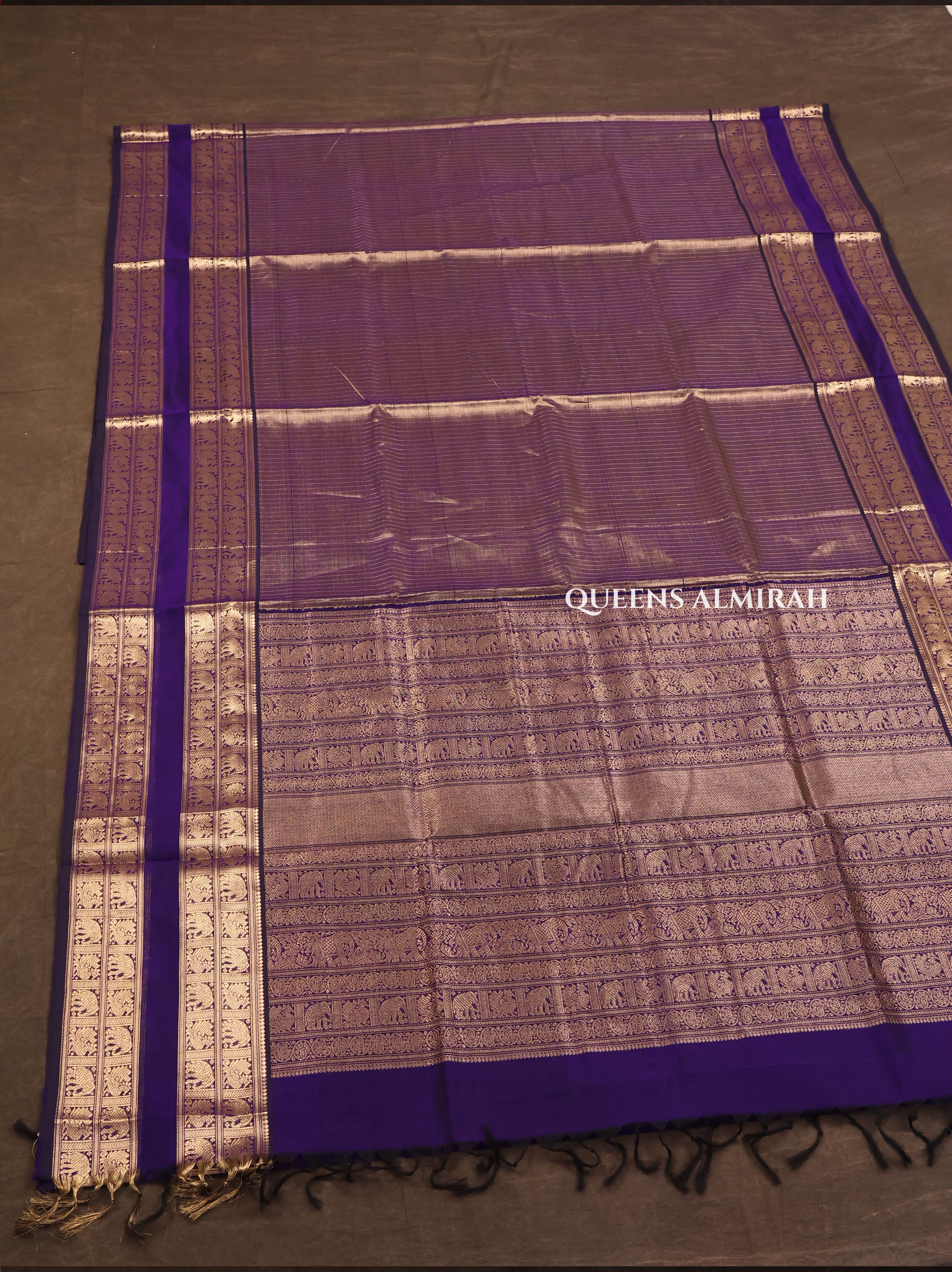 Golden With Blue Chettinad Silk Cotton Saree