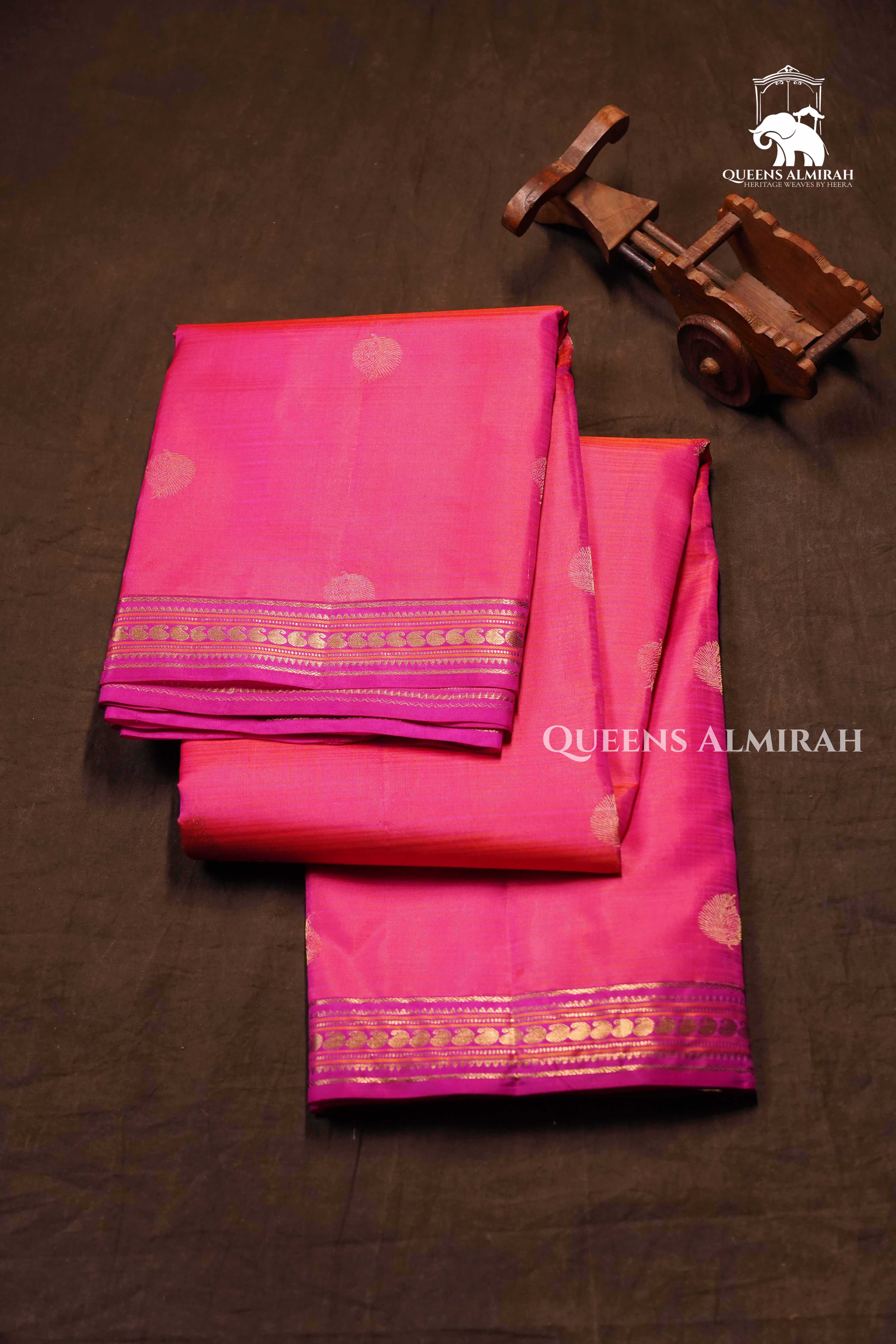 Warm Pink Pure kanchivaram Silk Saree