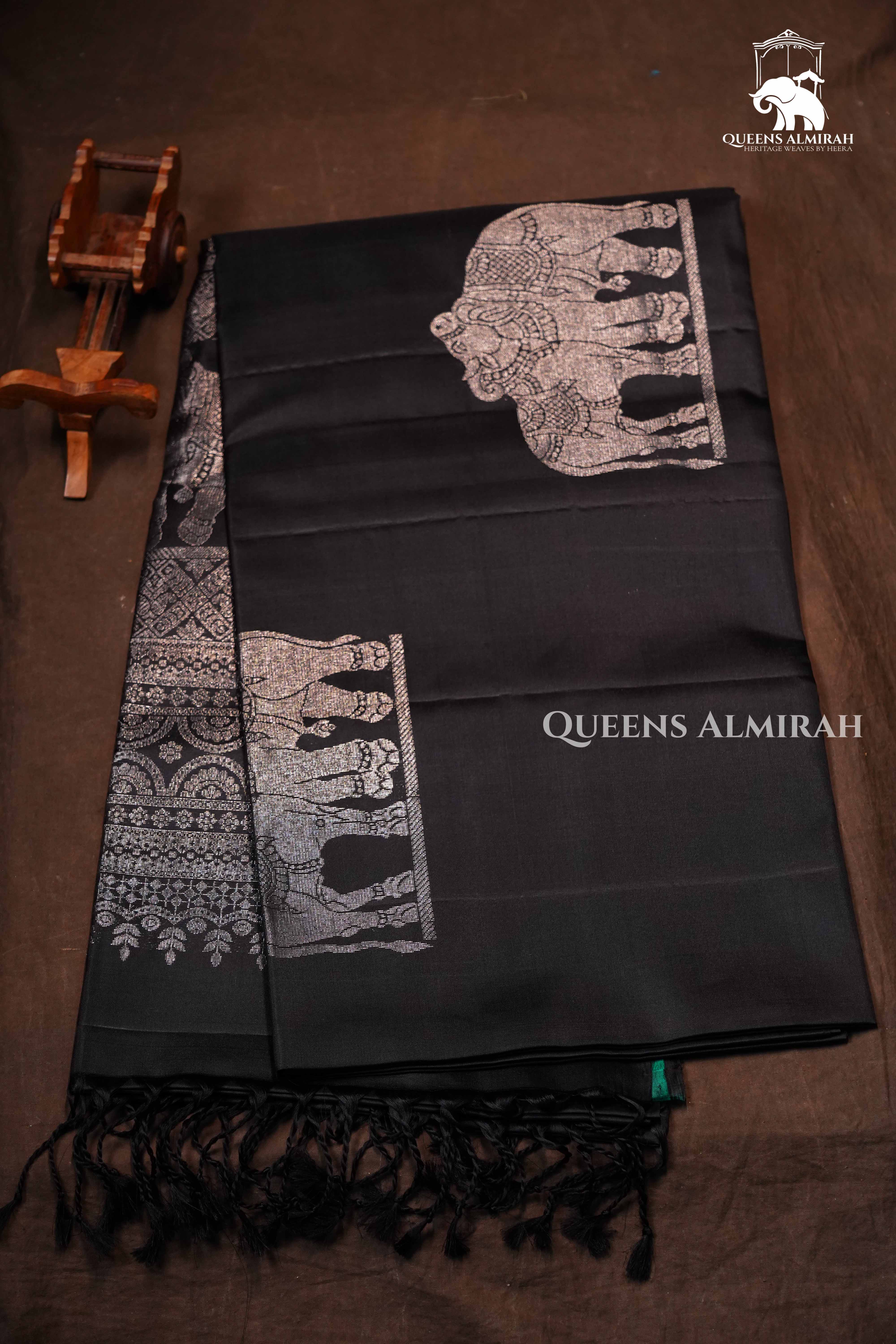 Black Pure Soft Silk Saree