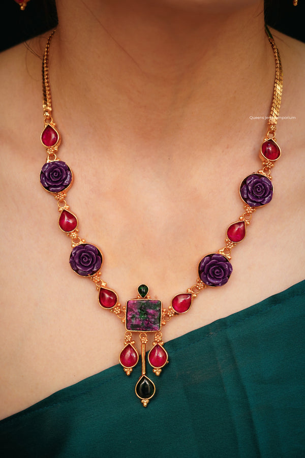 INDU - ROSE NECKLACE - Queens Jewel Emporium