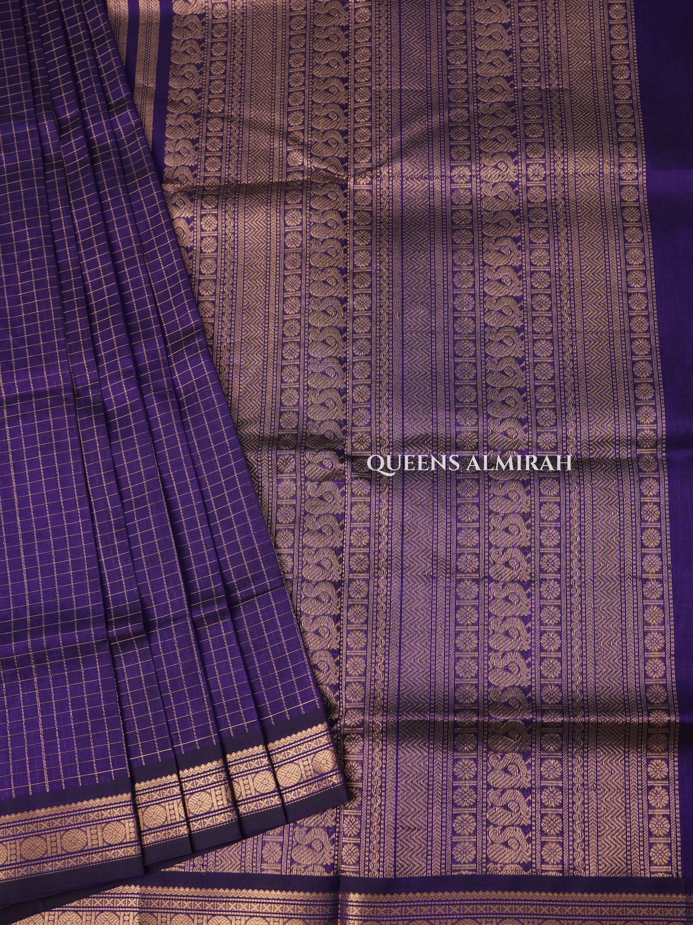 Dark Indigo Chettinad Silk Cotton Saree