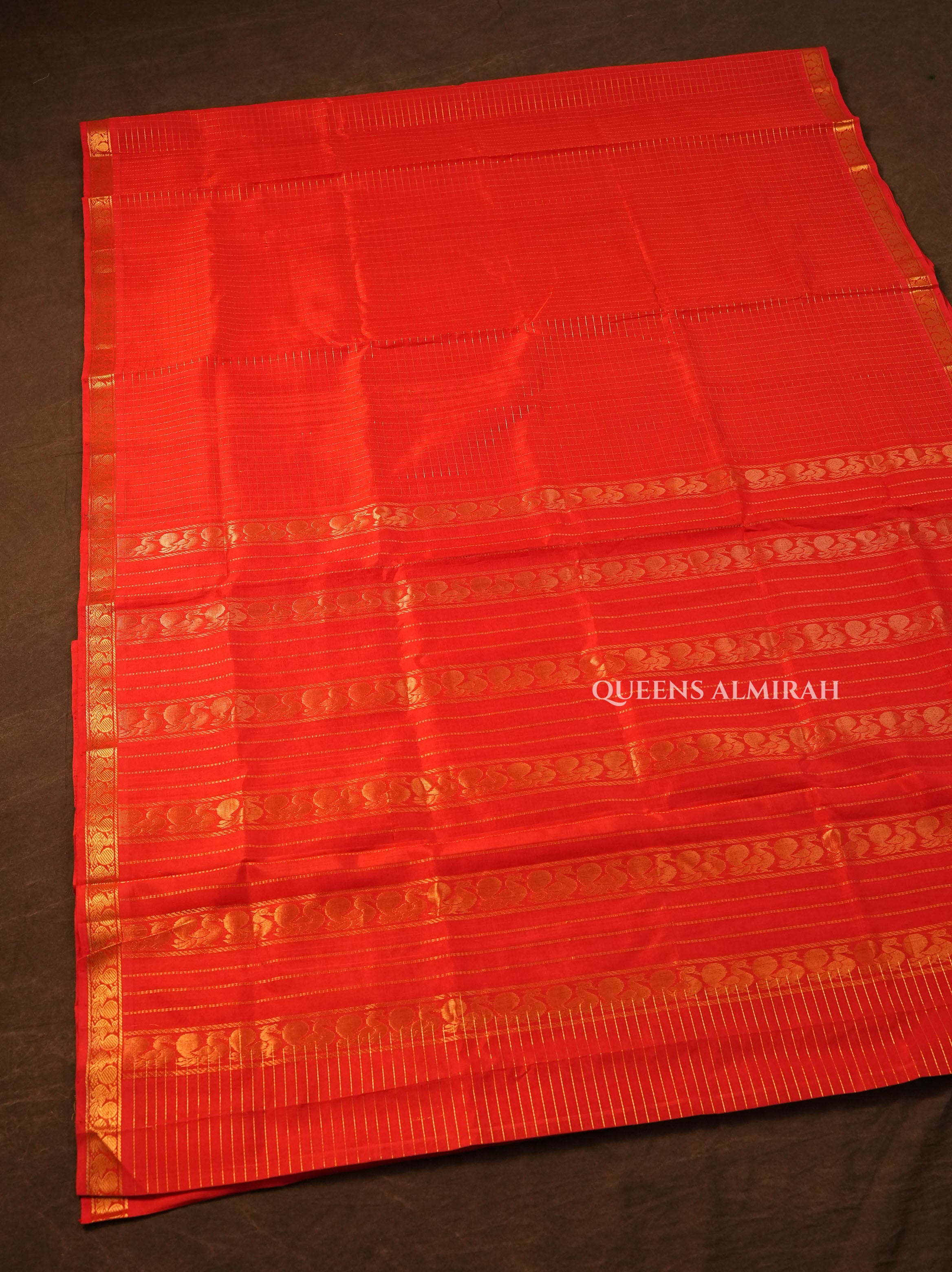 Red Small Border Pure Silk Cotton Saree