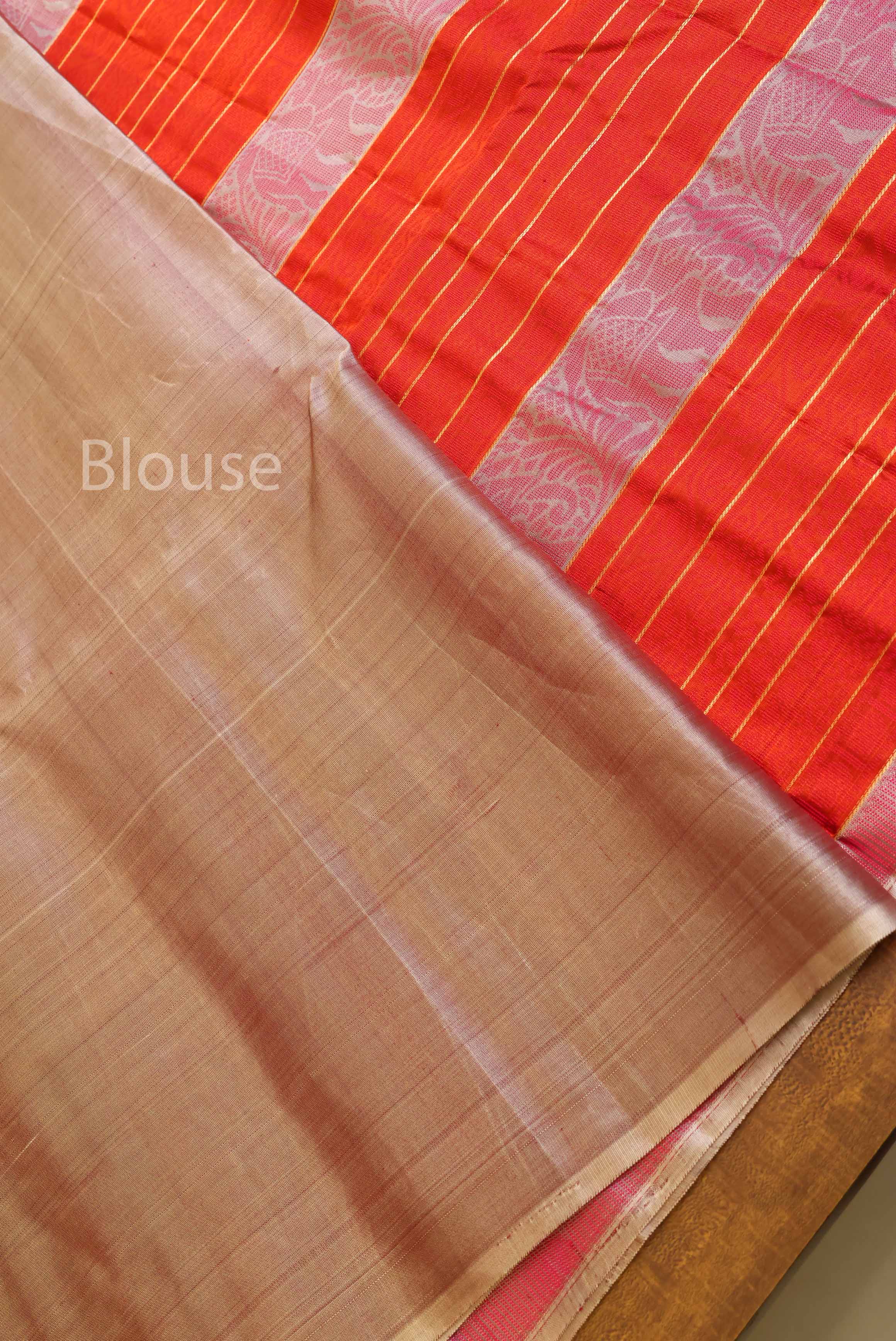 Brick Red With Grey Varisapet Pure Soft Silk Saree