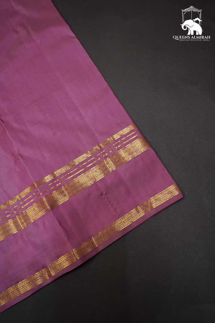 LIGHT PINK WITH WOVEN BORDER KANCHIVARAM SILK SAREE - Queens Jewel Emporium
