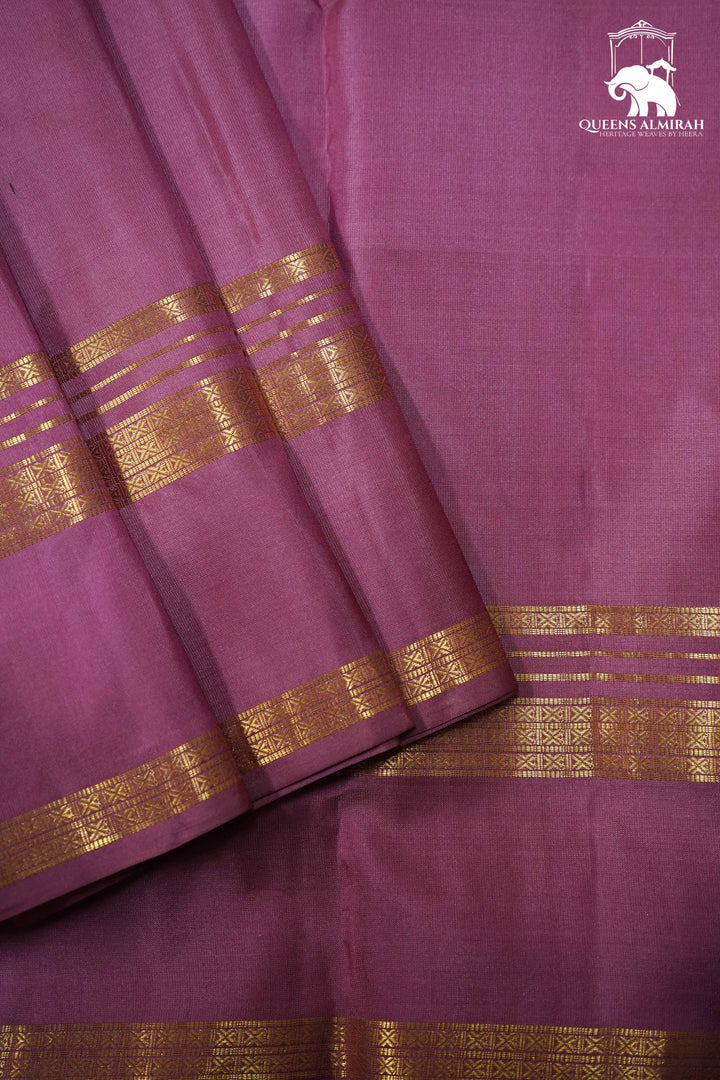 LIGHT PINK WITH WOVEN BORDER KANCHIVARAM SILK SAREE - Queens Jewel Emporium