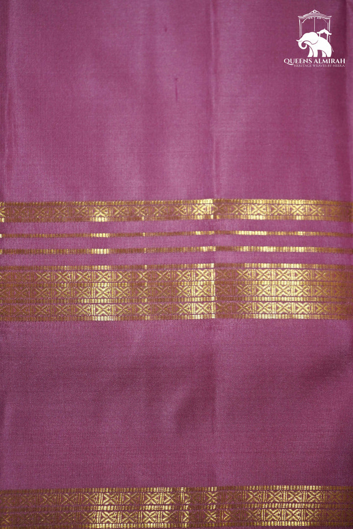 LIGHT PINK WITH WOVEN BORDER KANCHIVARAM SILK SAREE - Queens Jewel Emporium