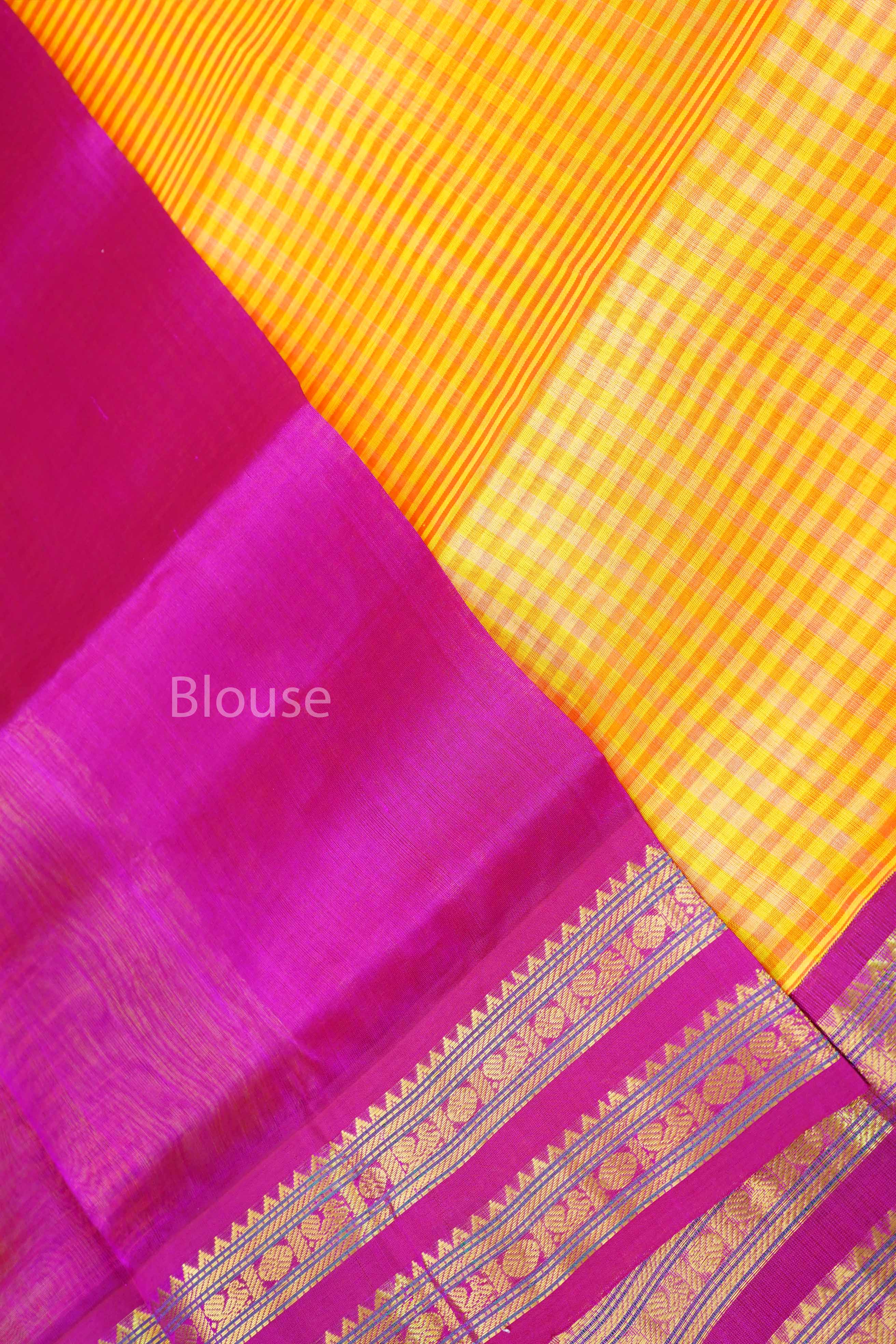 Yellow With Red Pure Silk Cotton Saree