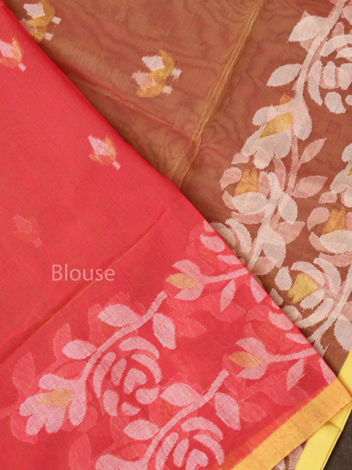 Orange Muslin Jamdani Saree