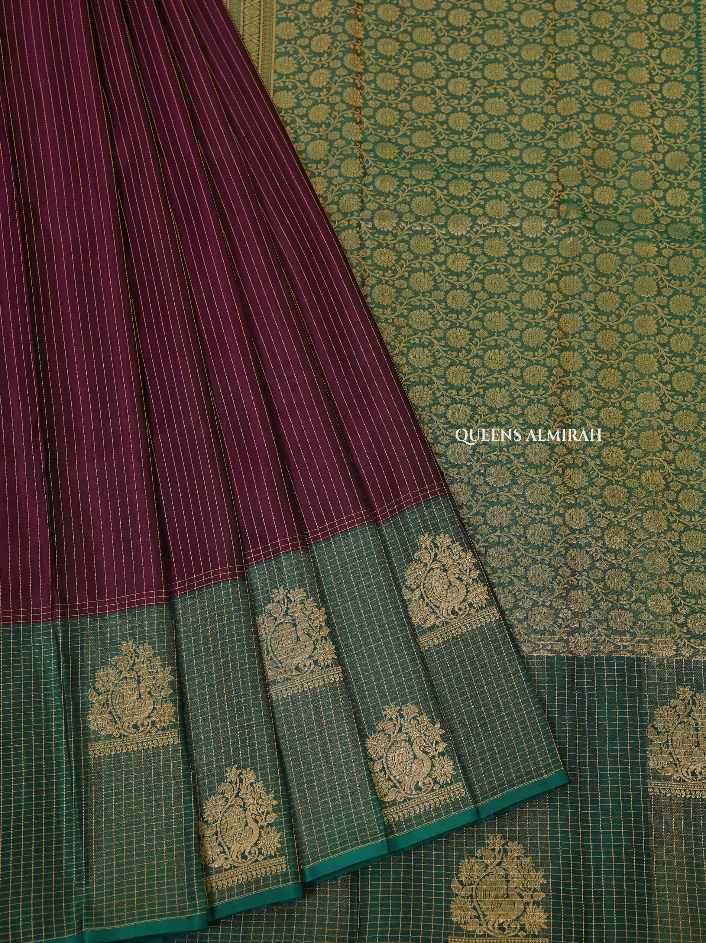 Vadamalli Purple With Green Pure Kanchivaram Silk Saree