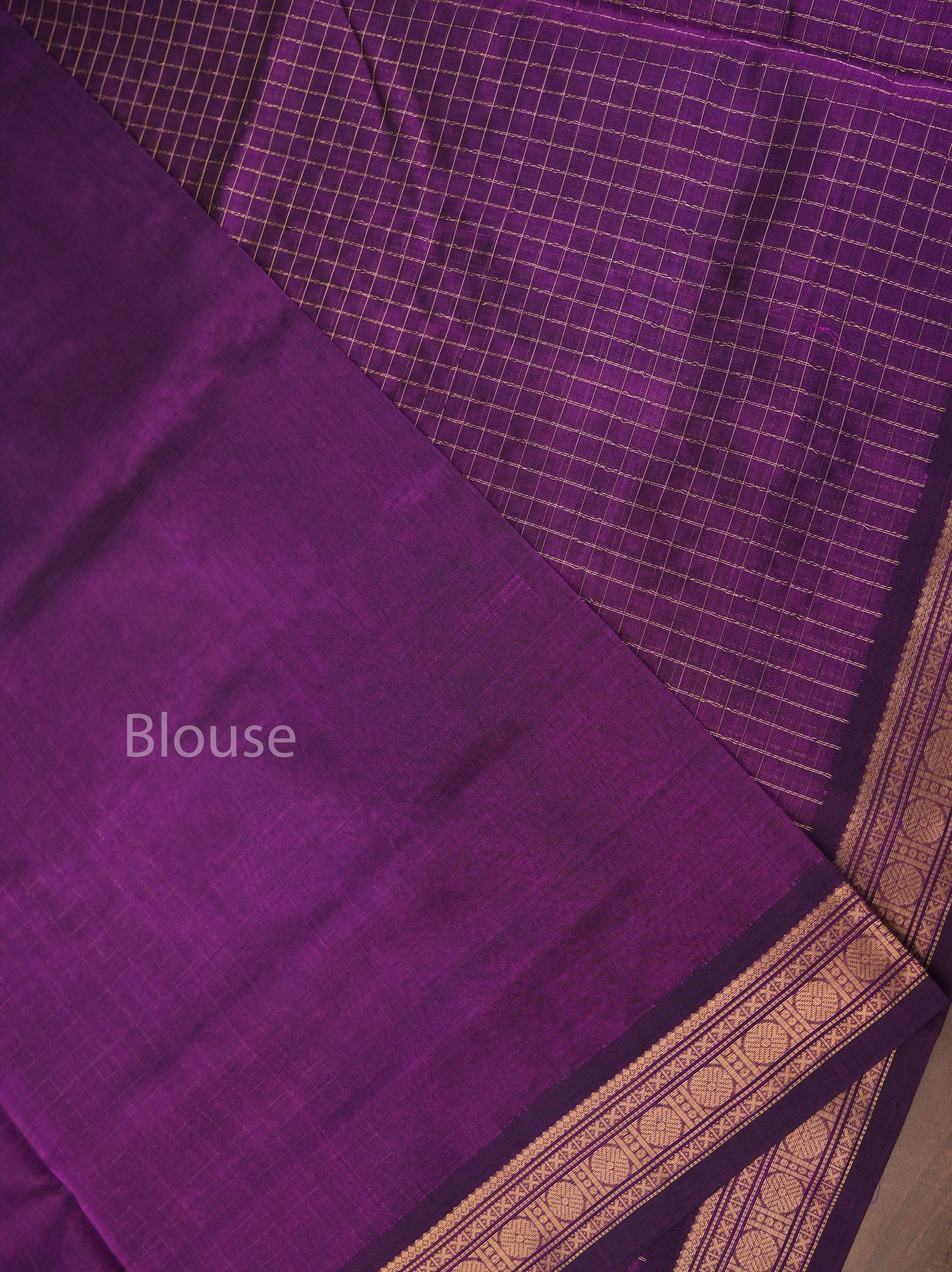 Purple Kattam With Border Pure Silk Cotton Saree