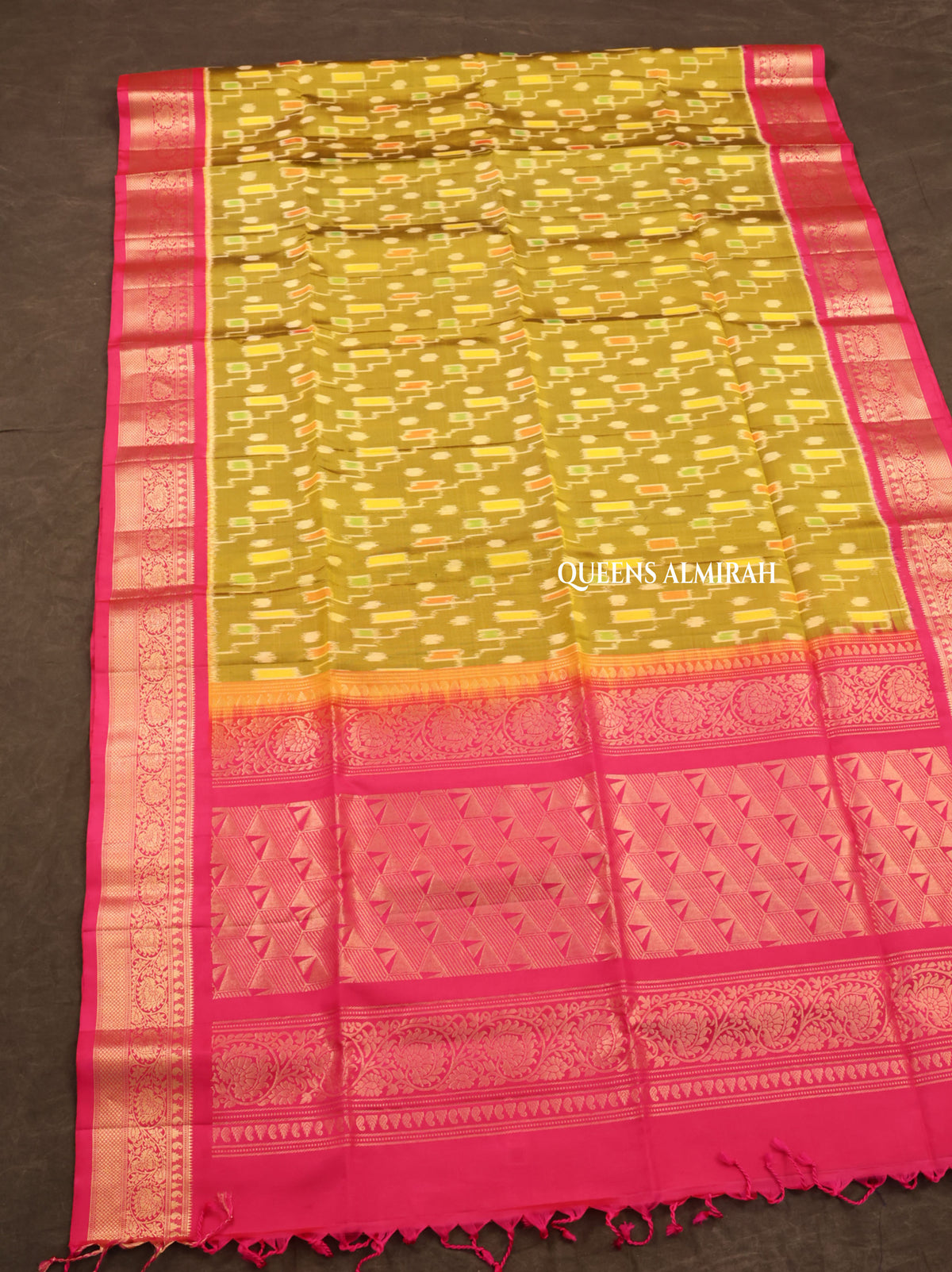 Green With Pink Pure Soft Silk Saree