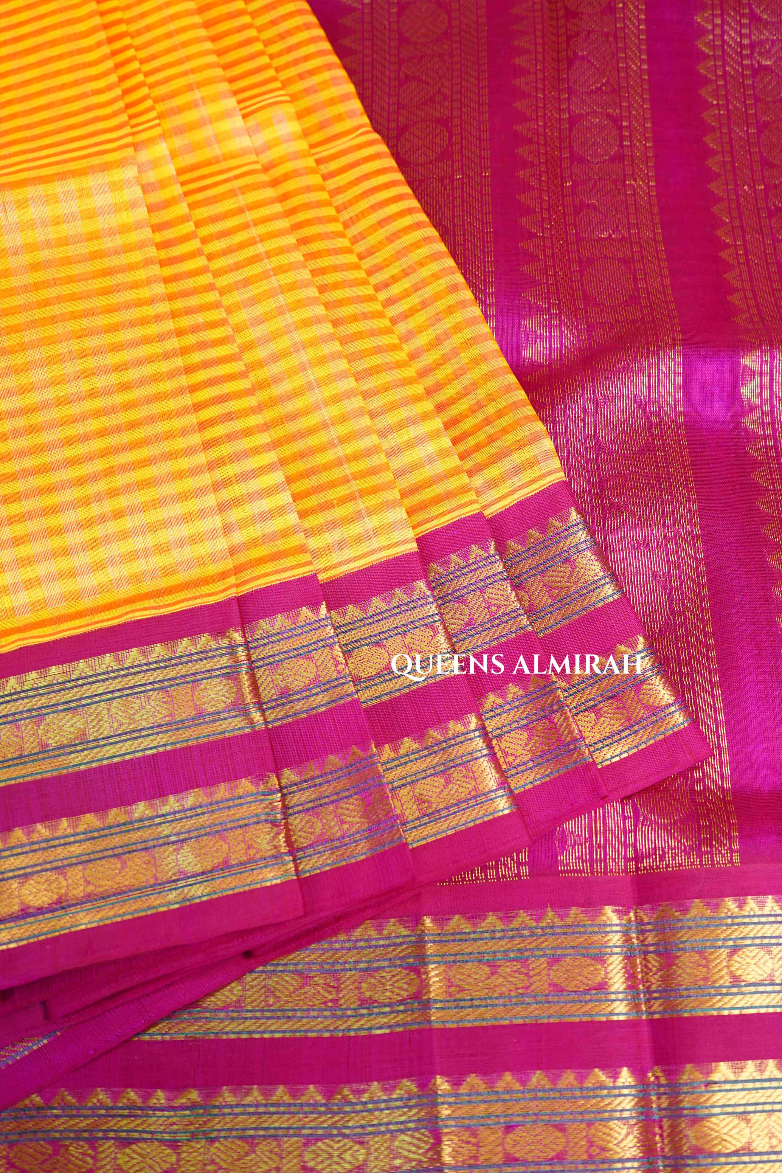 Yellow With Red Pure Silk Cotton Saree