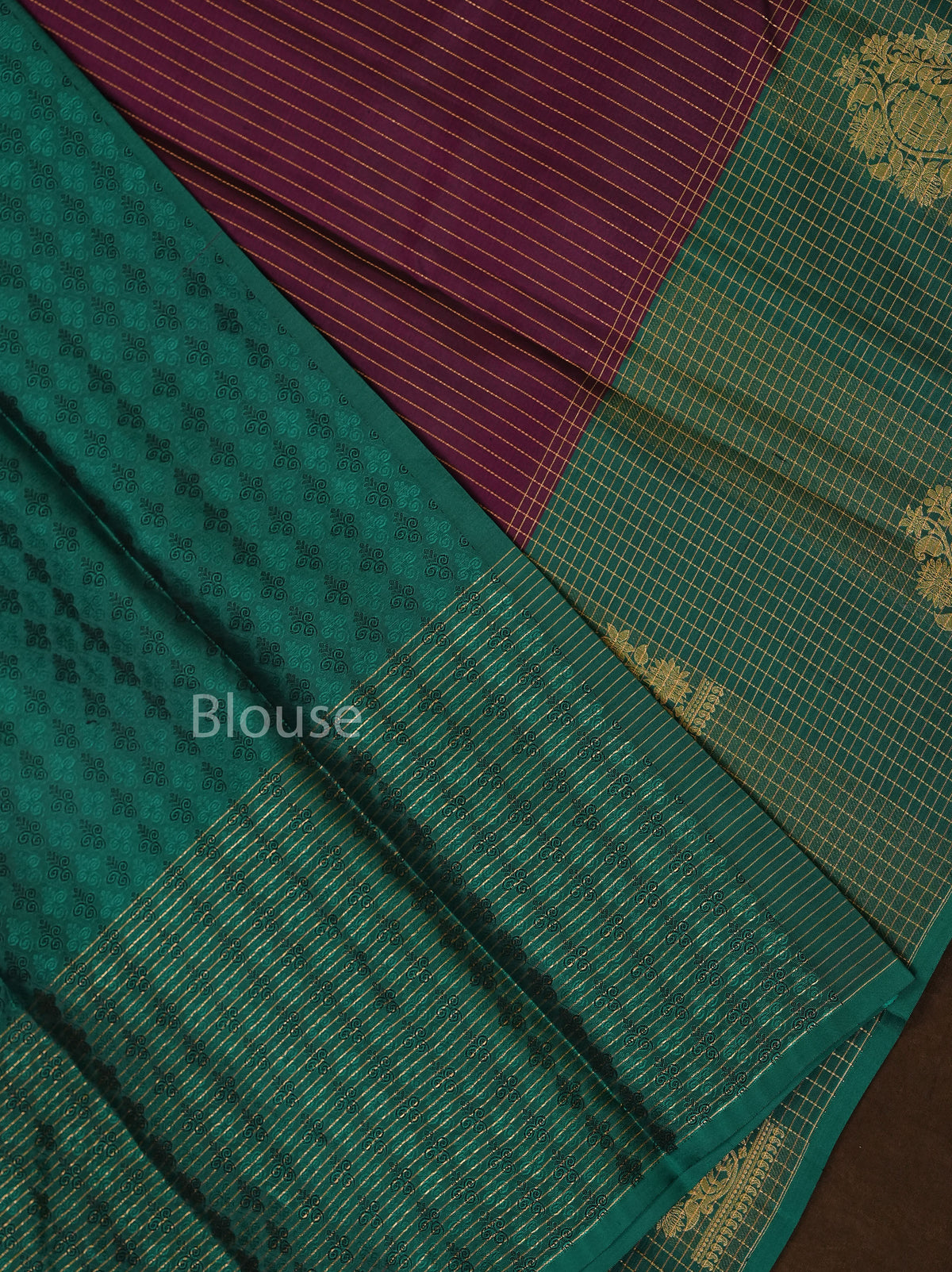 Vadamalli Purple With Green Pure Kanchivaram Silk Saree