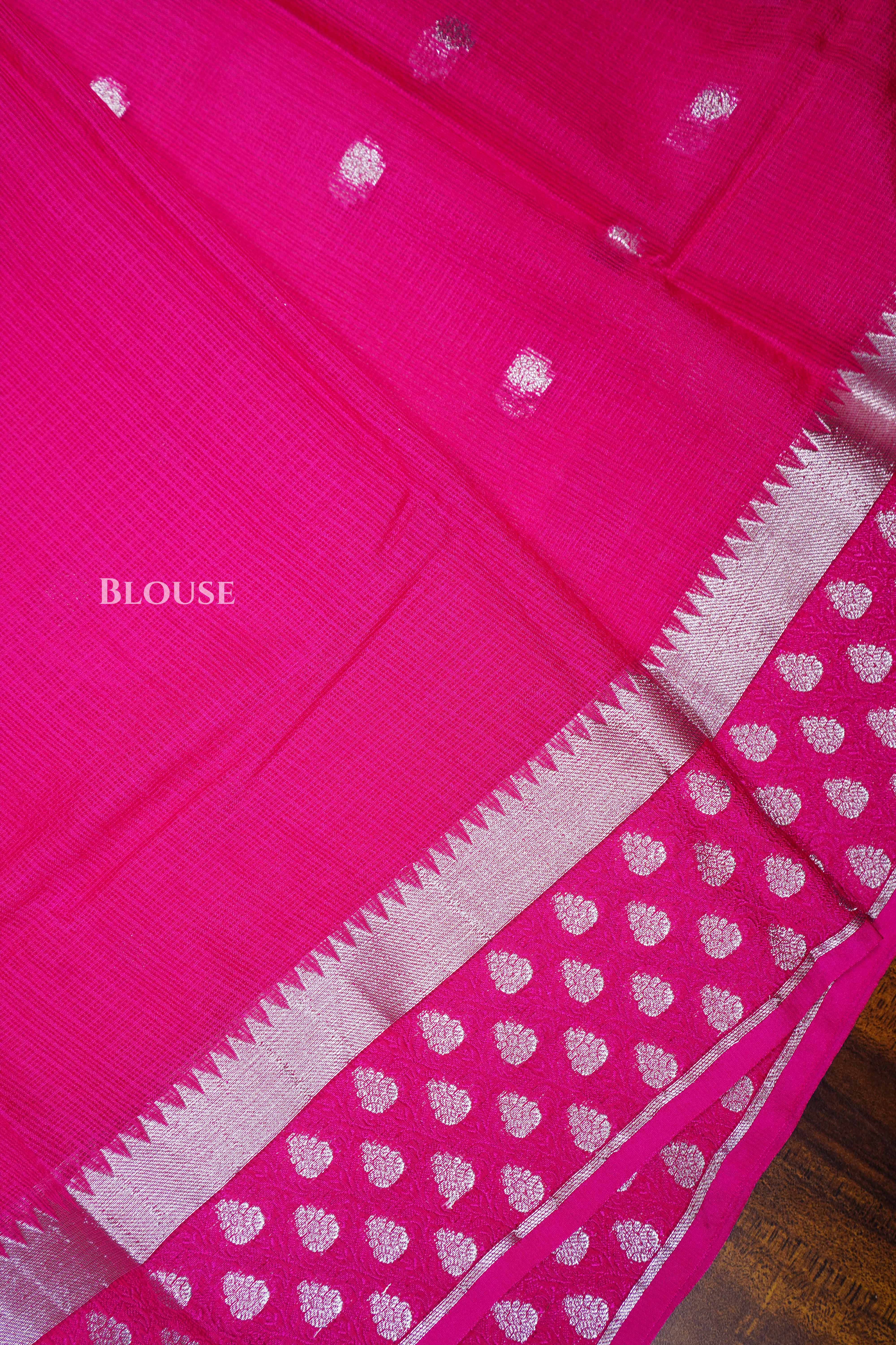 Rani Pink Semi Kota Silk Cotton Saree