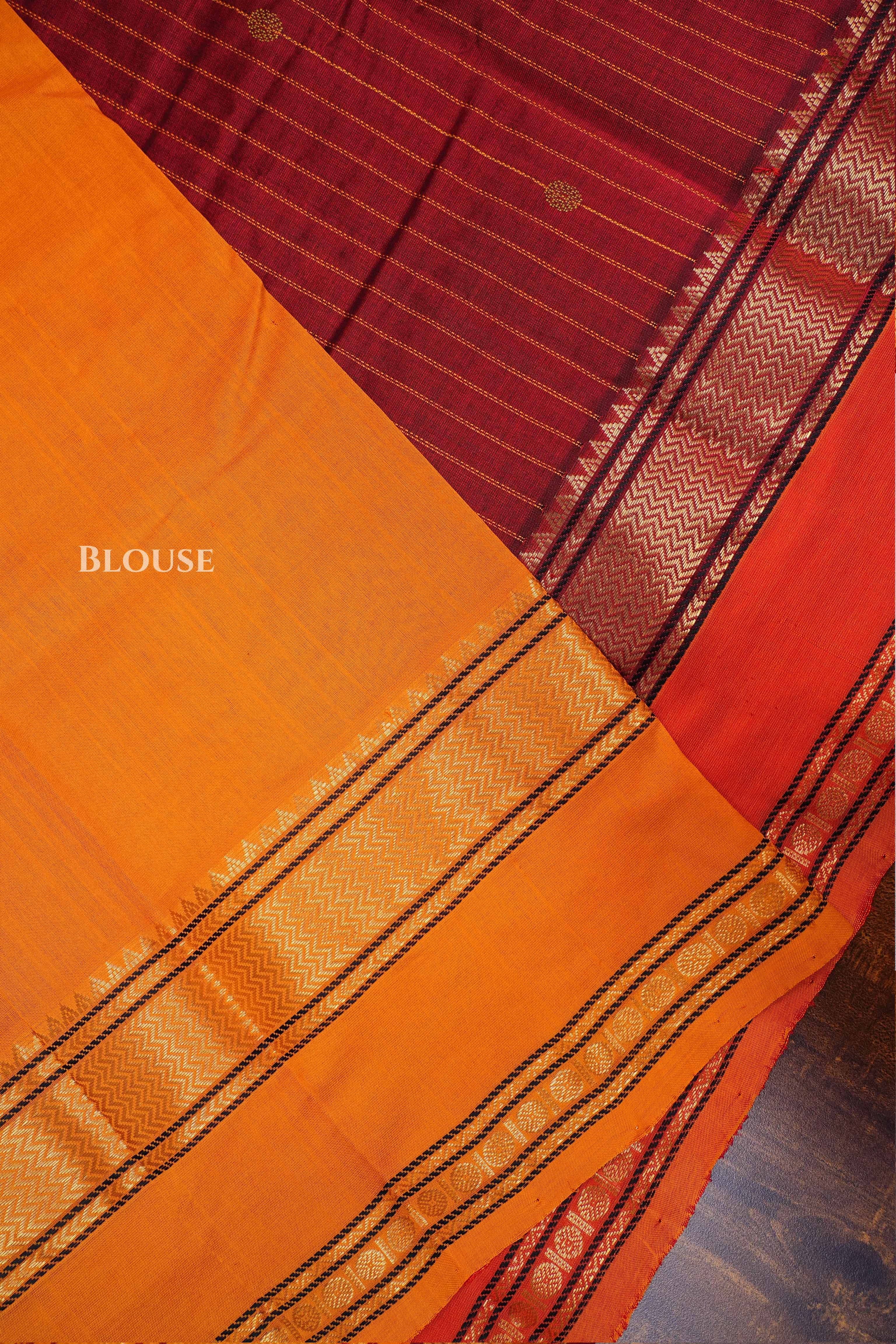 Maroon With Orange Budget Silk Cotton Saree