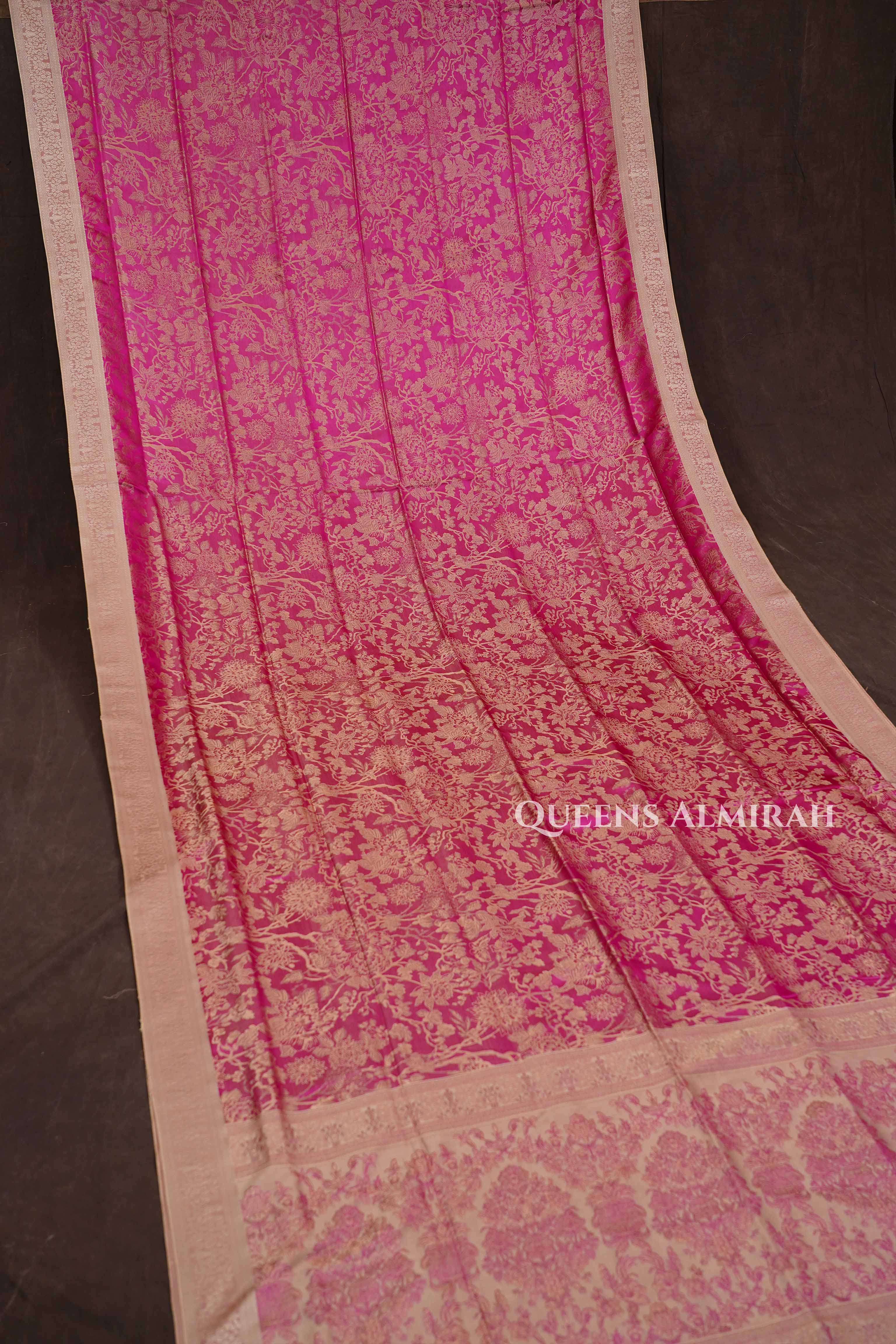 Raspberry Pink Pashmina Silk Saree