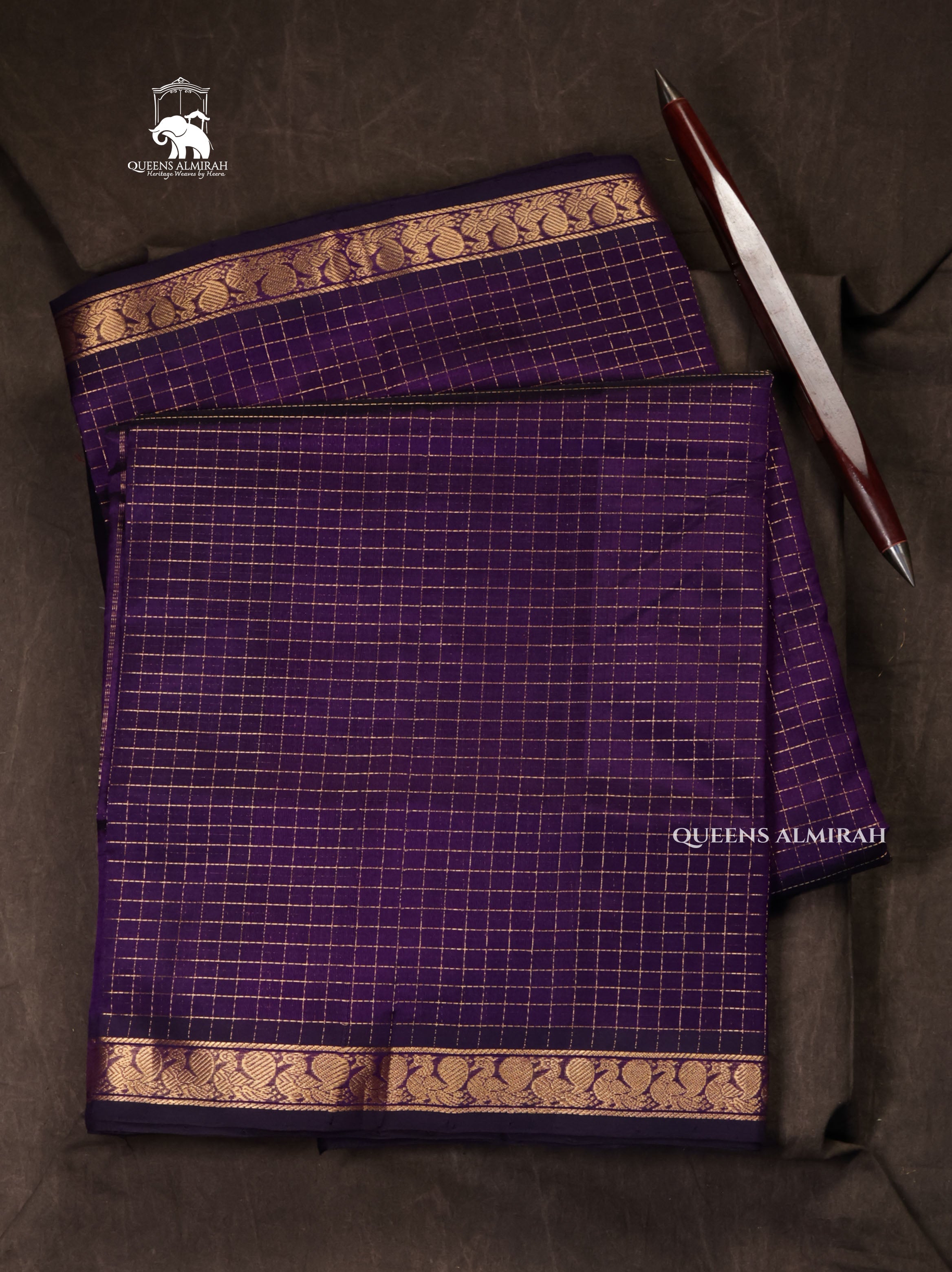 Purple Kattam With Small Border Pure Silk Cotton Saree