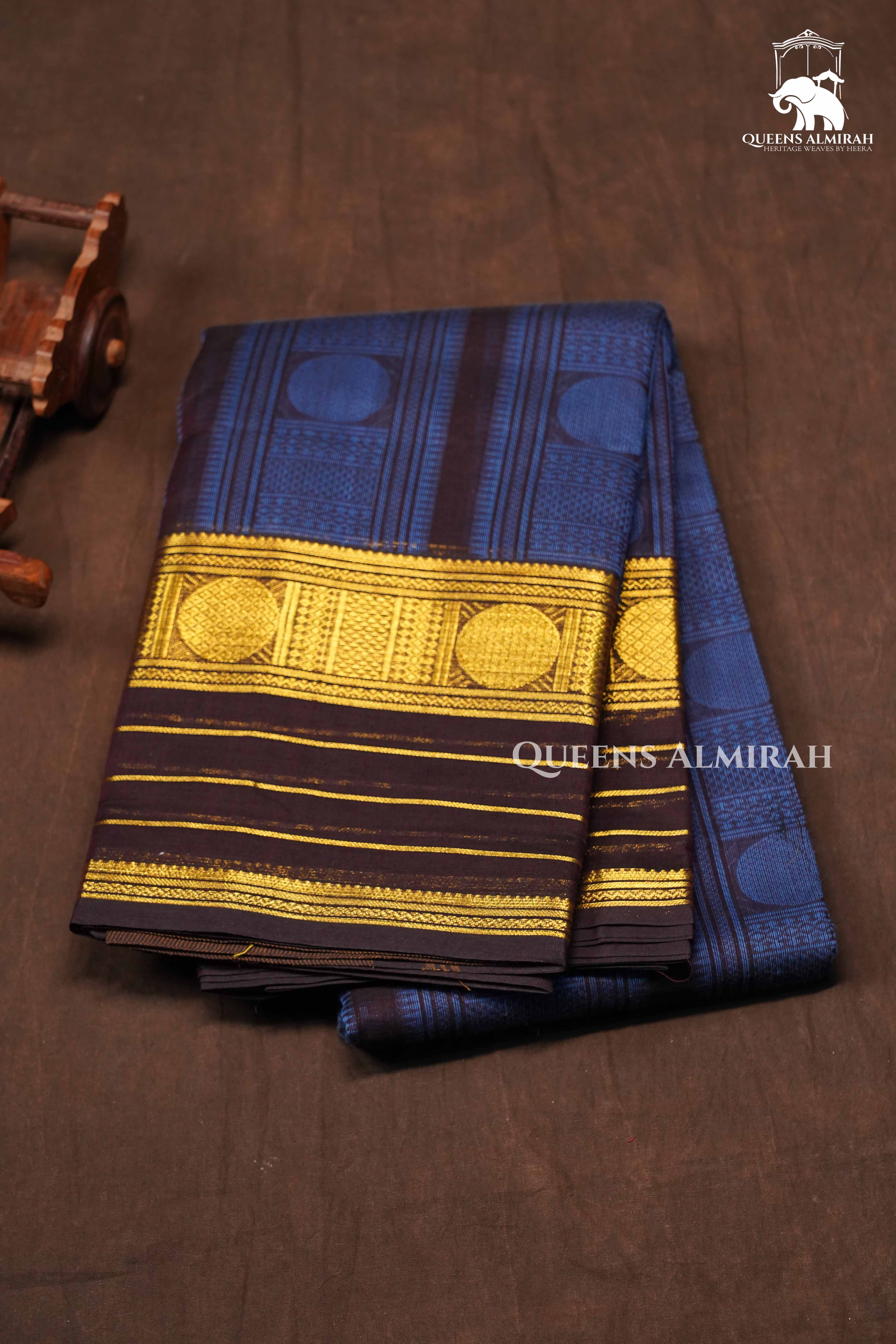 Navy Blue Chettinad Cotton Saree