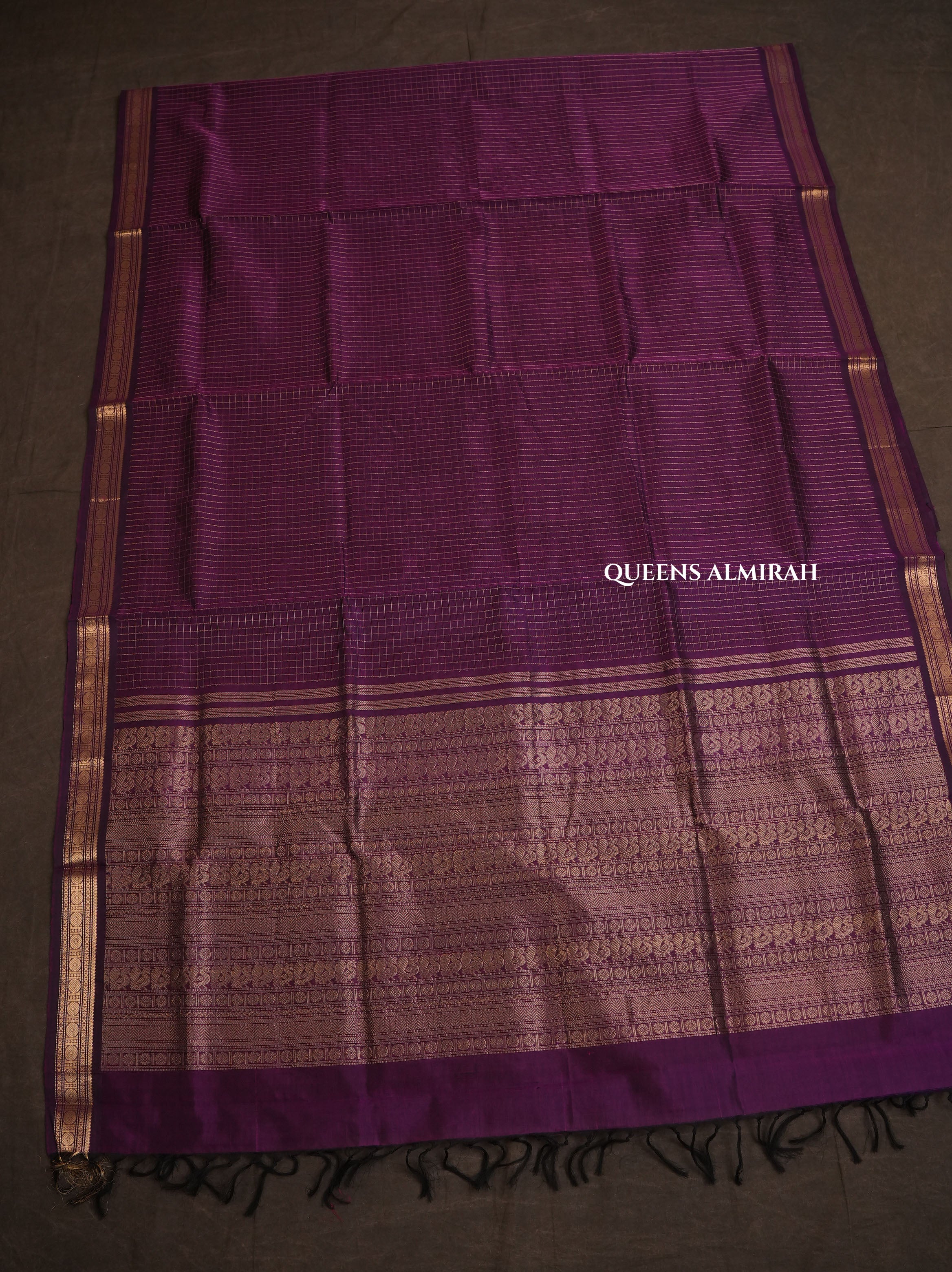 Purple Kattam With Border Pure Silk Cotton Saree
