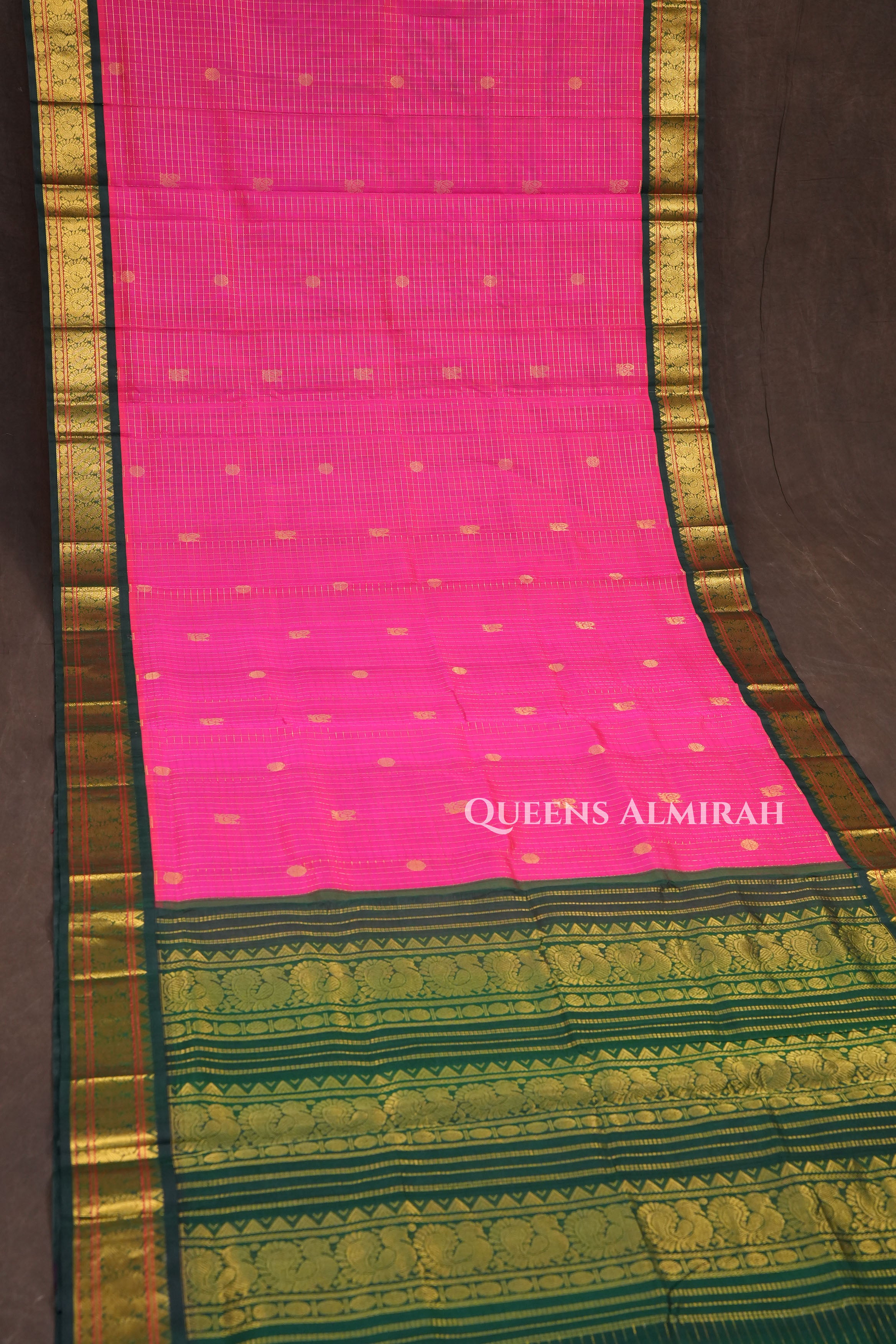 Pink With Green Pure Kanchi Silk Cotton Saree