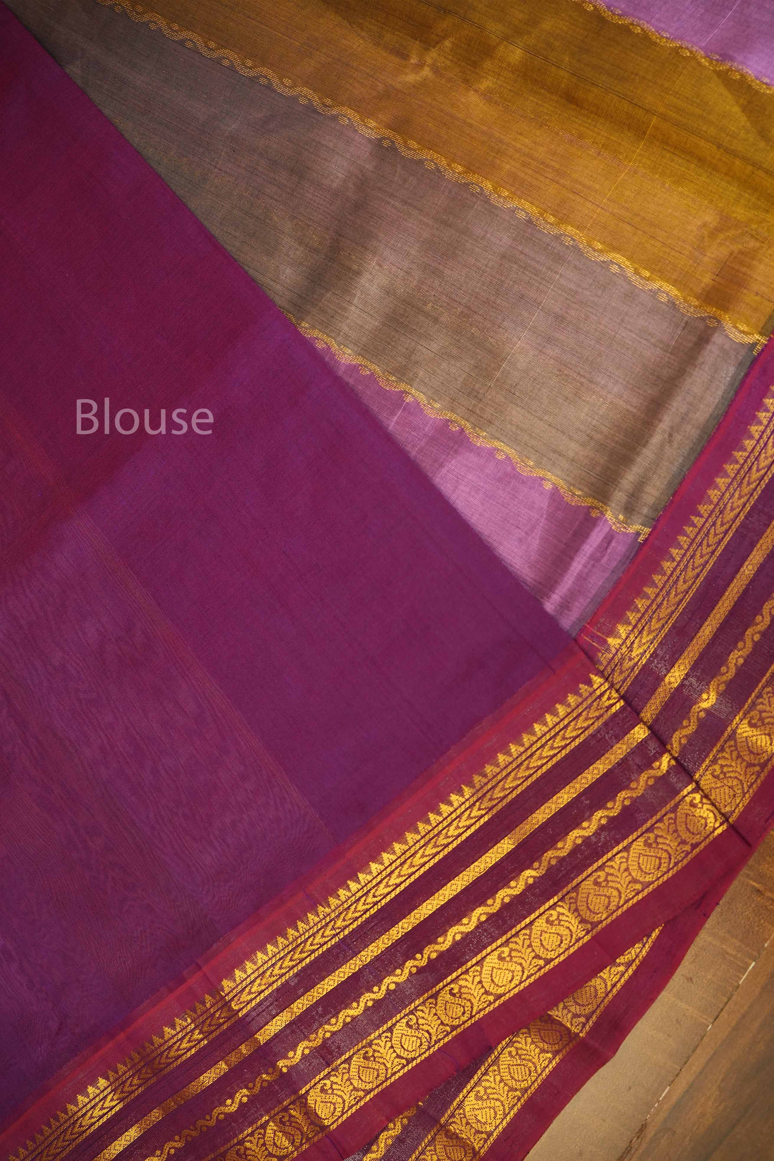 Multi Color With Varisapet Purple Border Pure Silk Cotton Saree