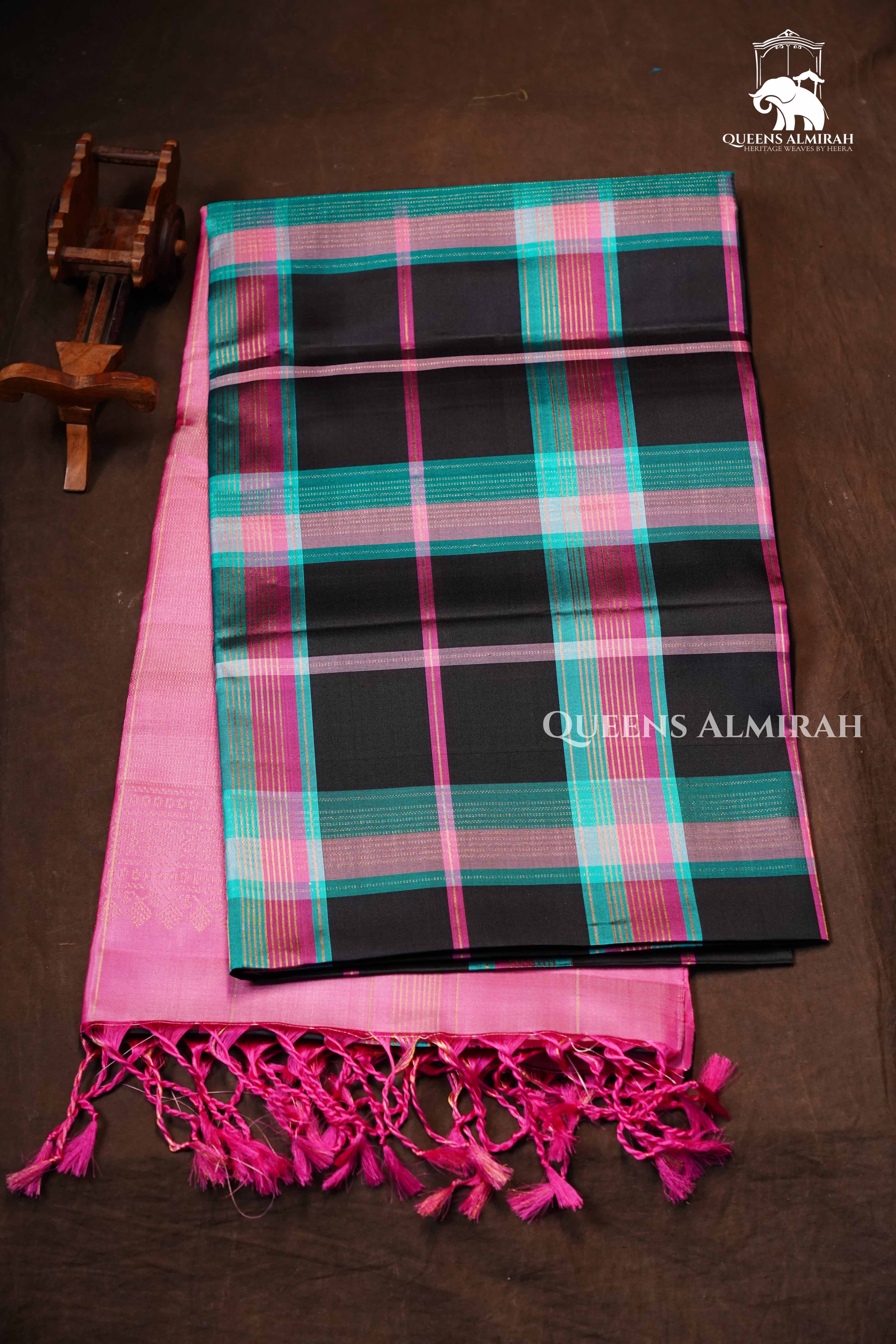 Multi Checks Pure Soft Silk Saree.1