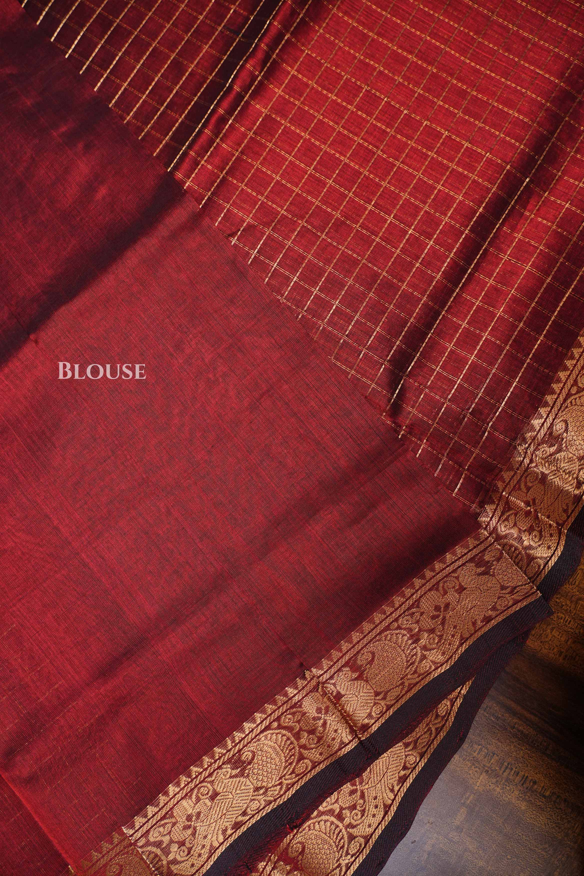 Maroon Pure Silk Cotton Saree