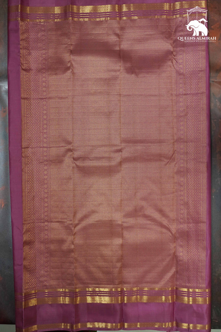 LIGHT PINK WITH WOVEN BORDER KANCHIVARAM SILK SAREE - Queens Jewel Emporium