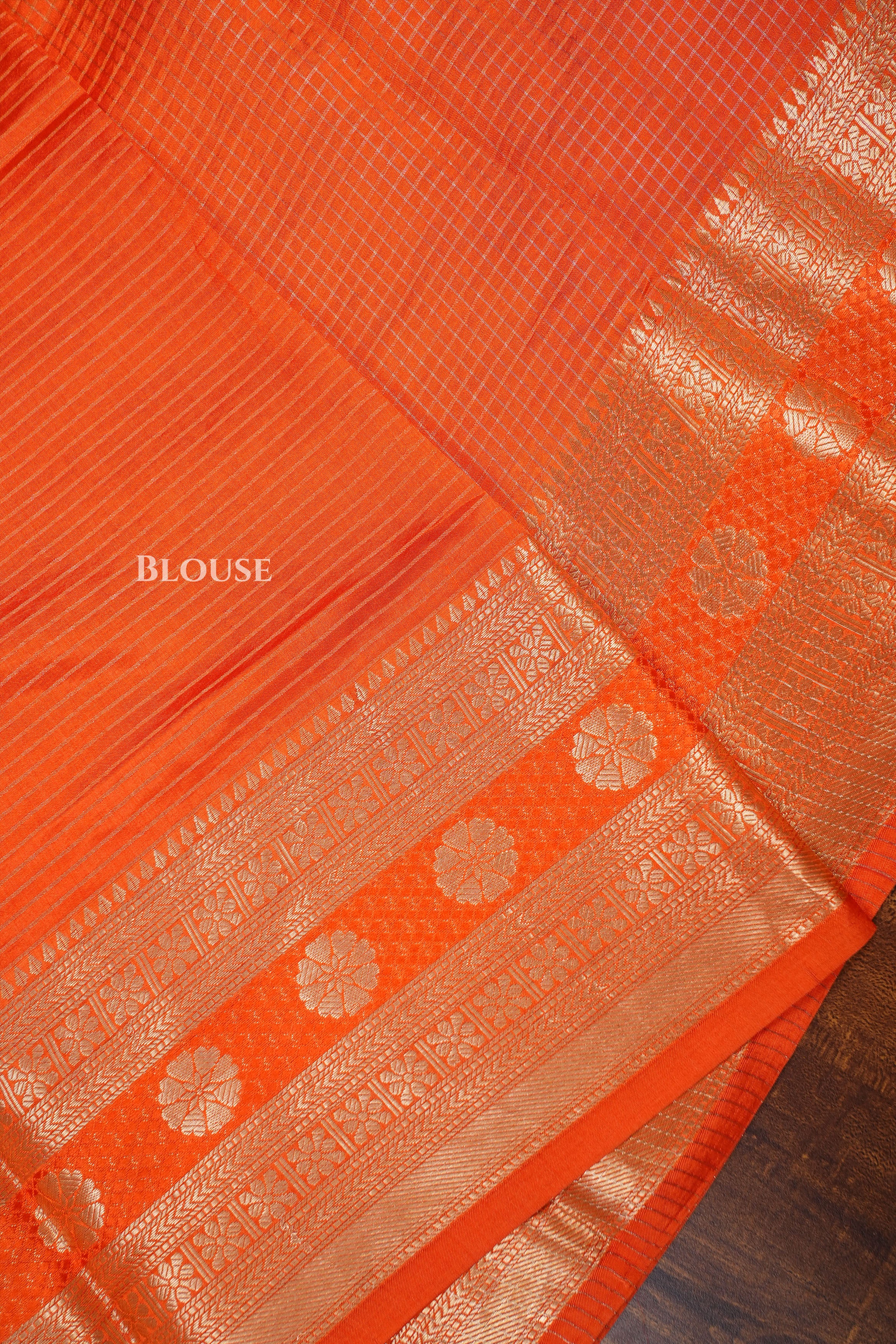 Orange Maheshwari Silk Saree