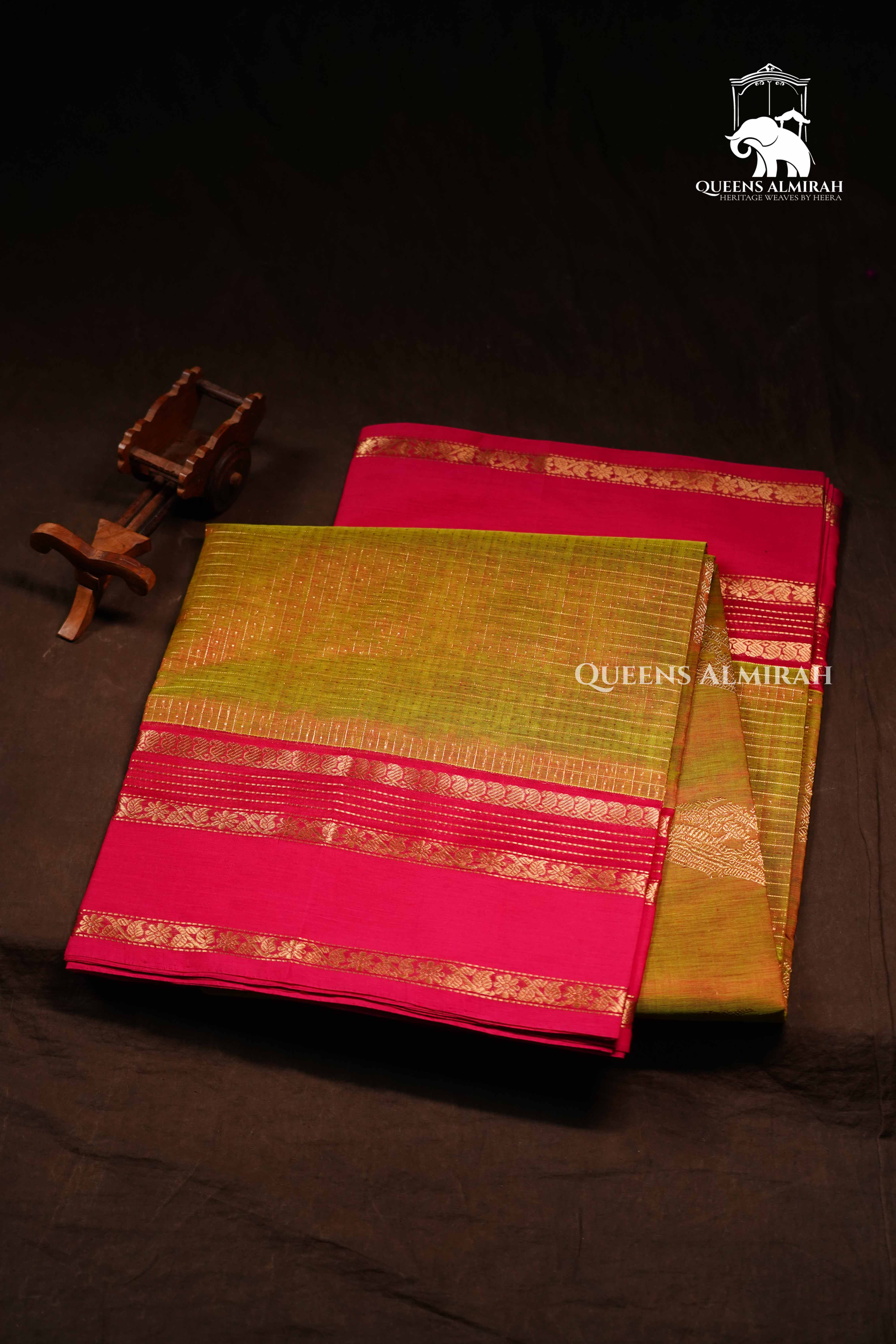 Mustard Yellow- Karaikudi Chettinad Silk Cotton Saree