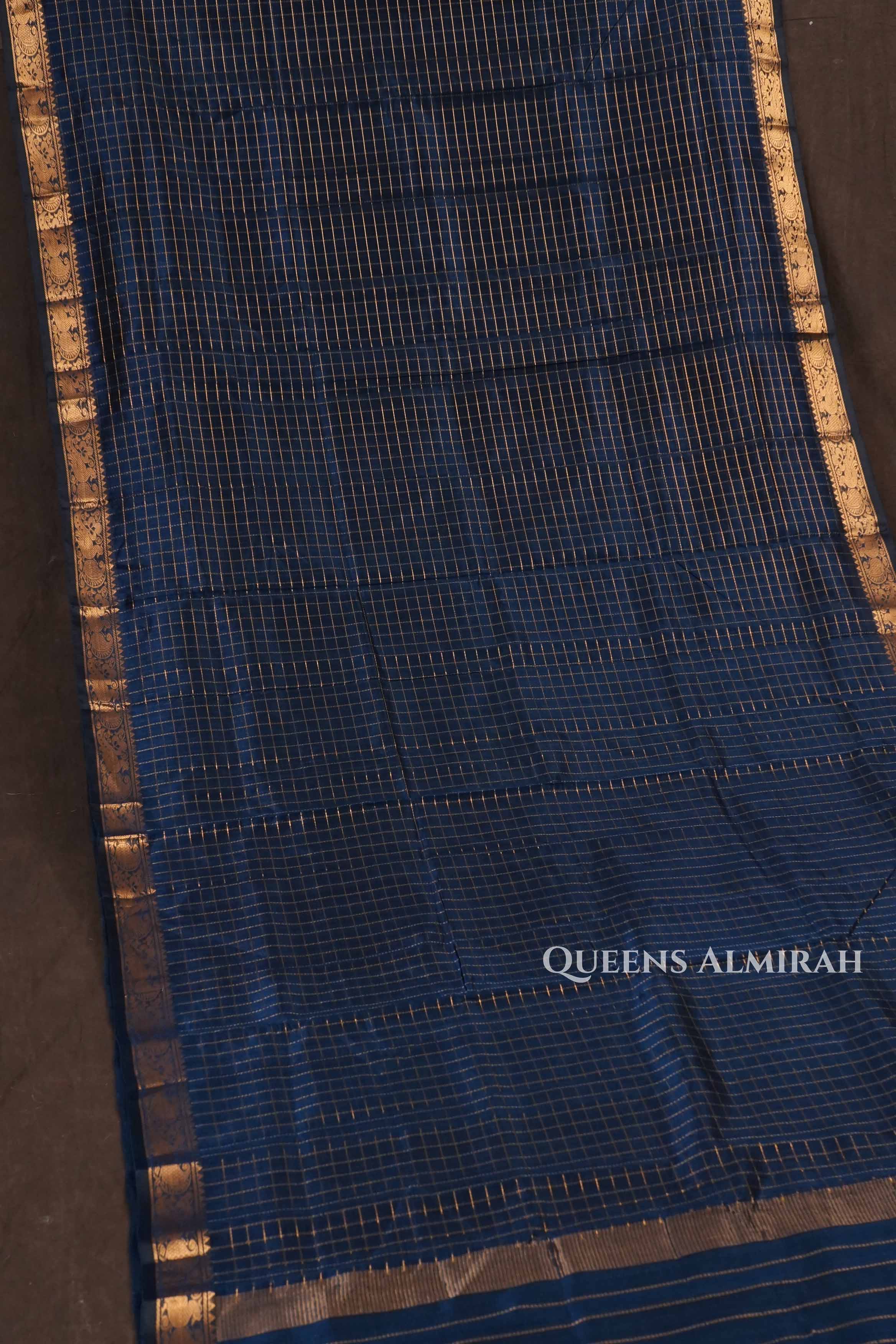 Dark Blue Pure Silk Cotton Saree
