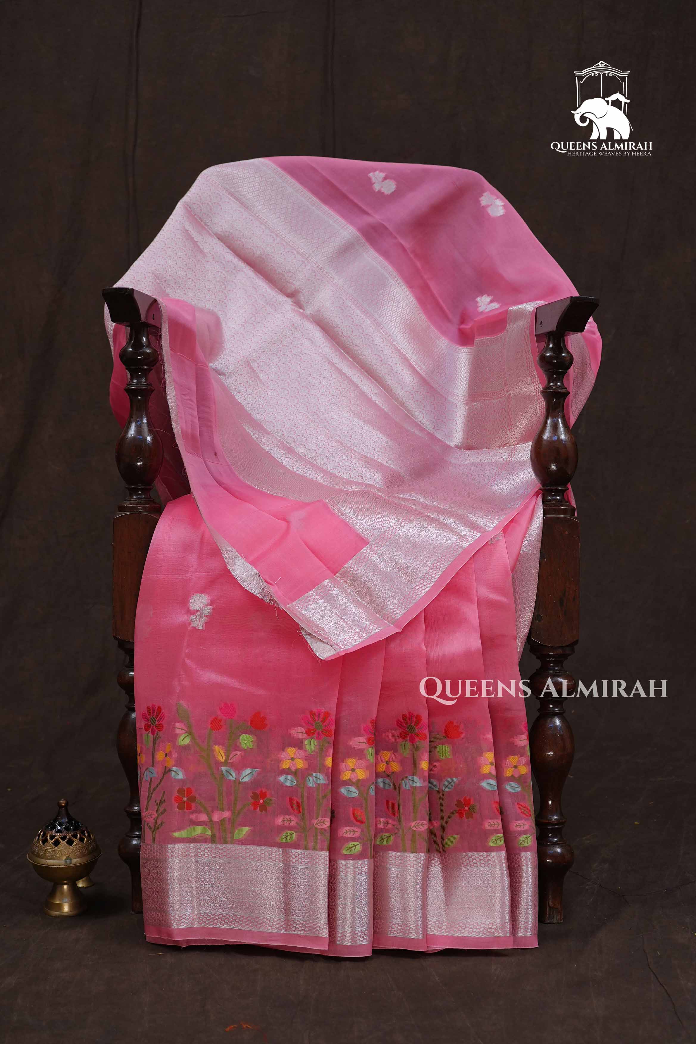 Pink Jamdani Silk Organza Saree