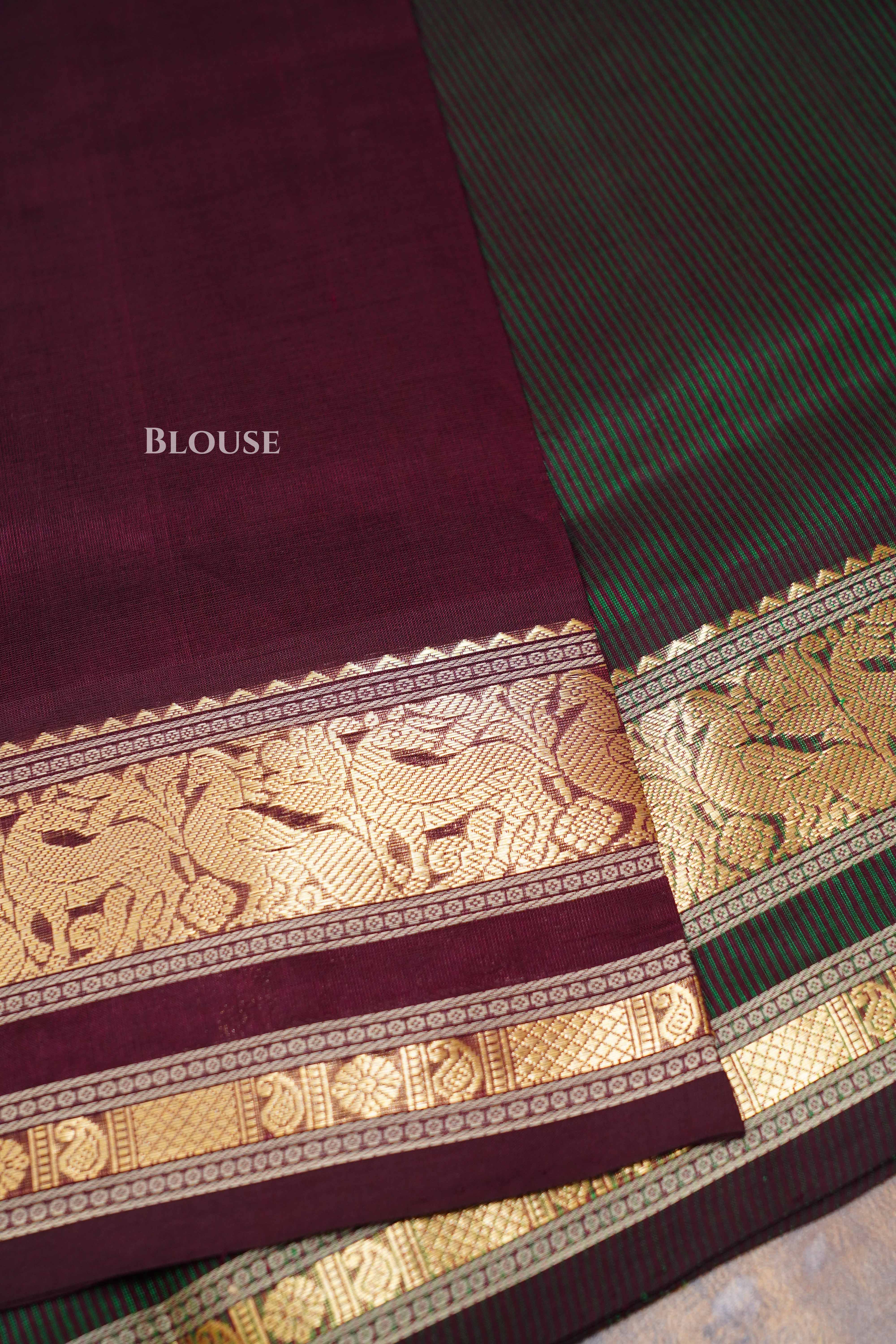 Algae Green Karaikudi Chettinad Silk Cotton Saree