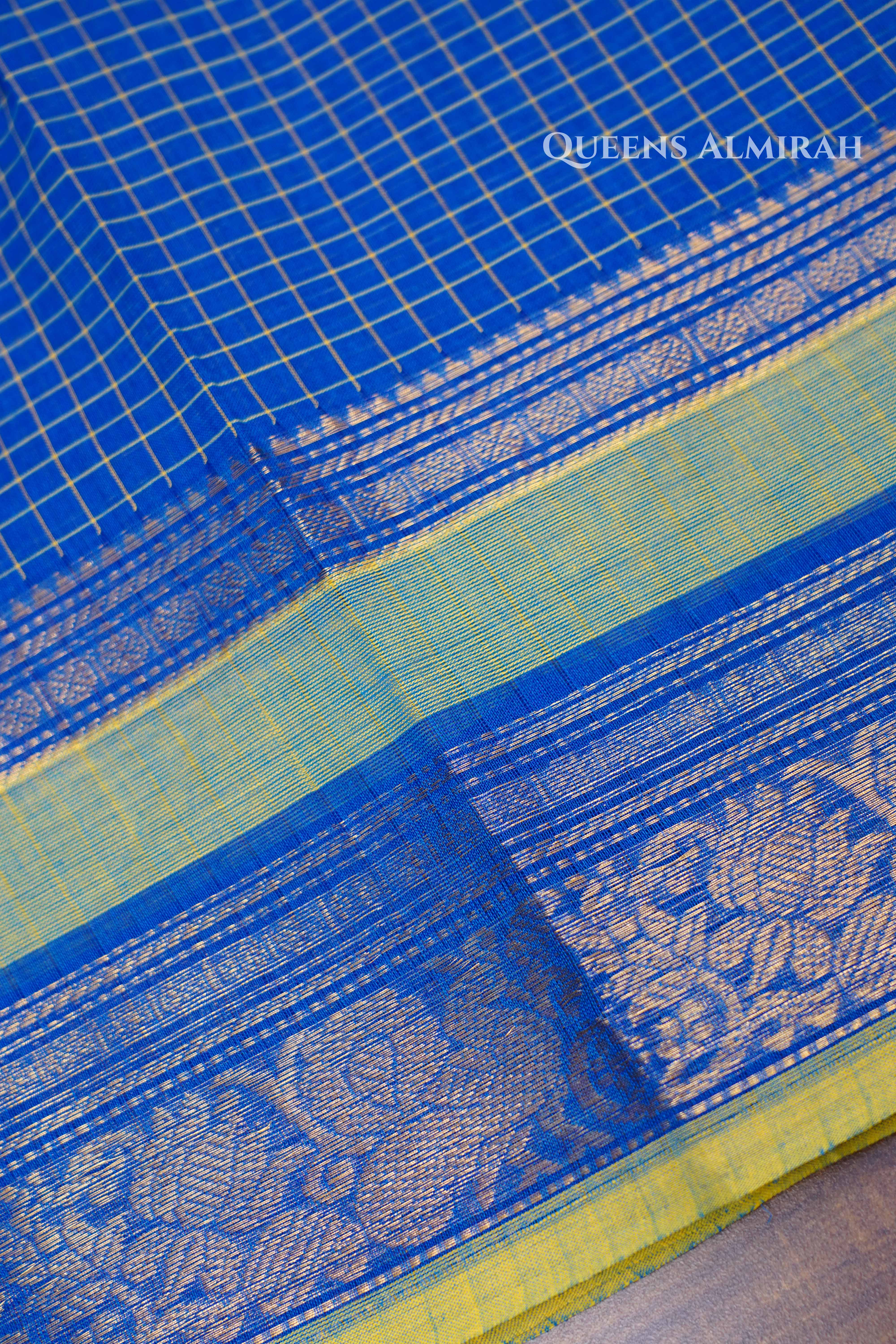 Royal Blue Kanchi Cotton Saree 1