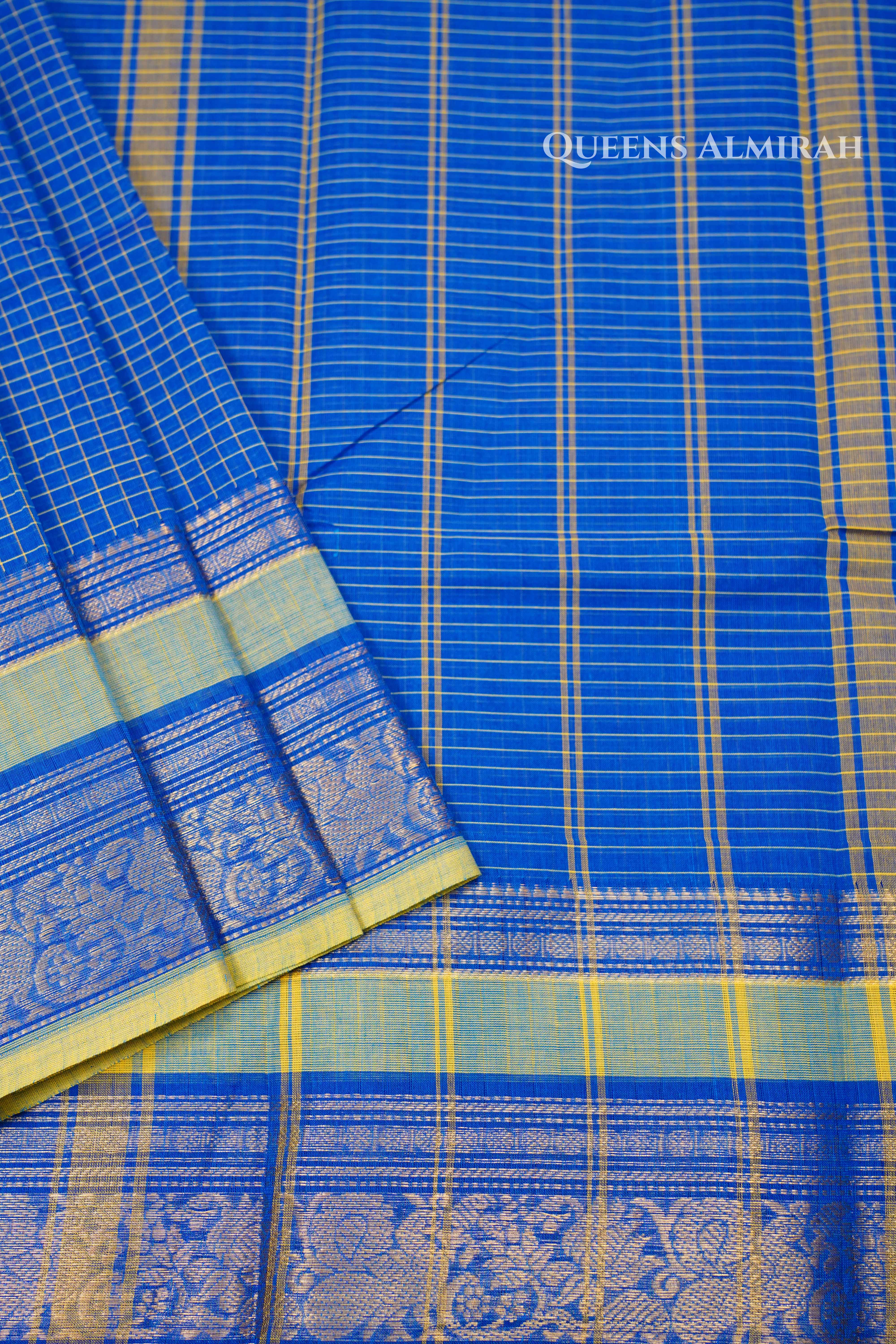 Royal Blue Kanchi Cotton Saree 1