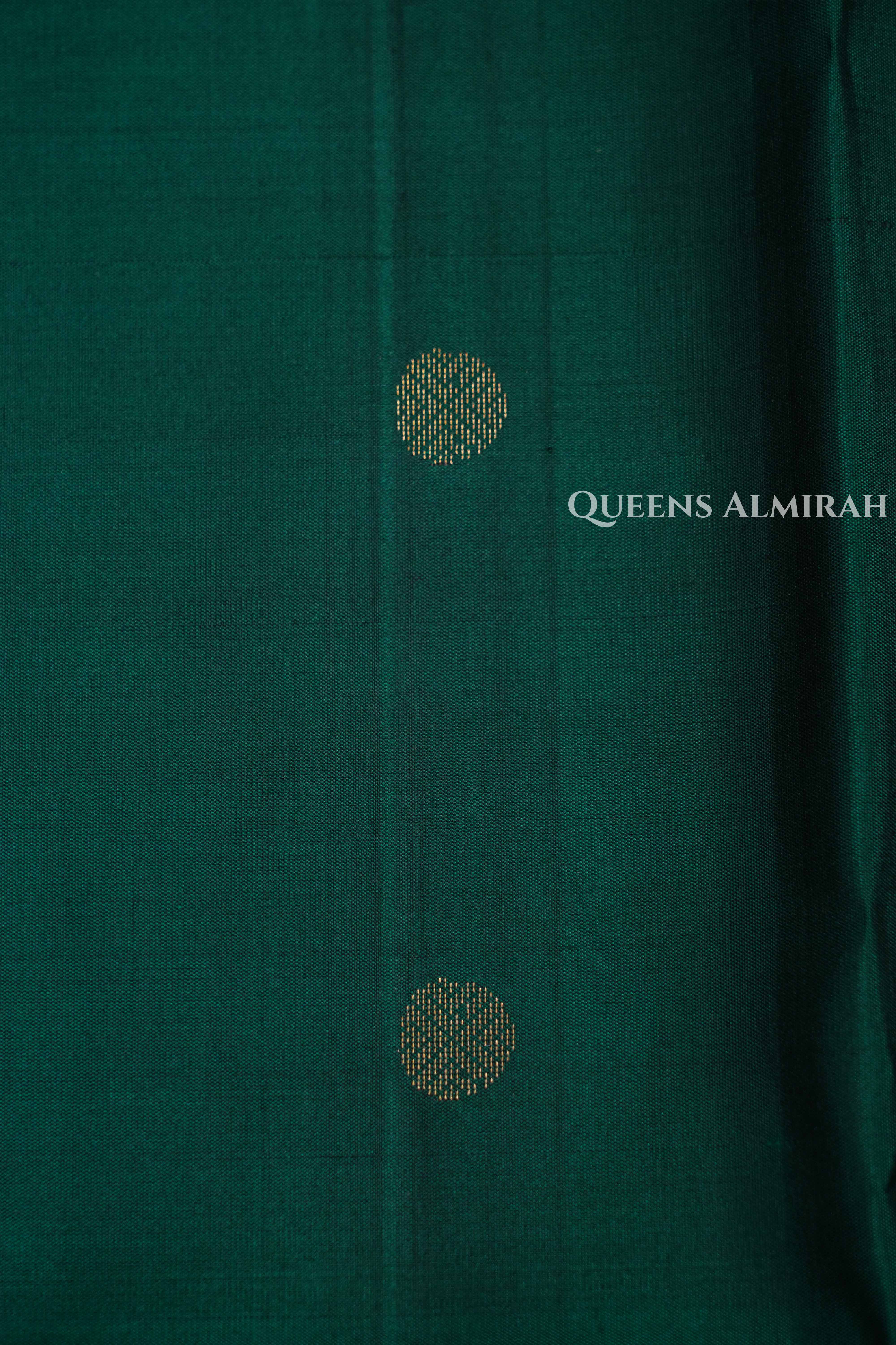 Dark Green With Ash Grey Pure Kanchivaram Silk Saree