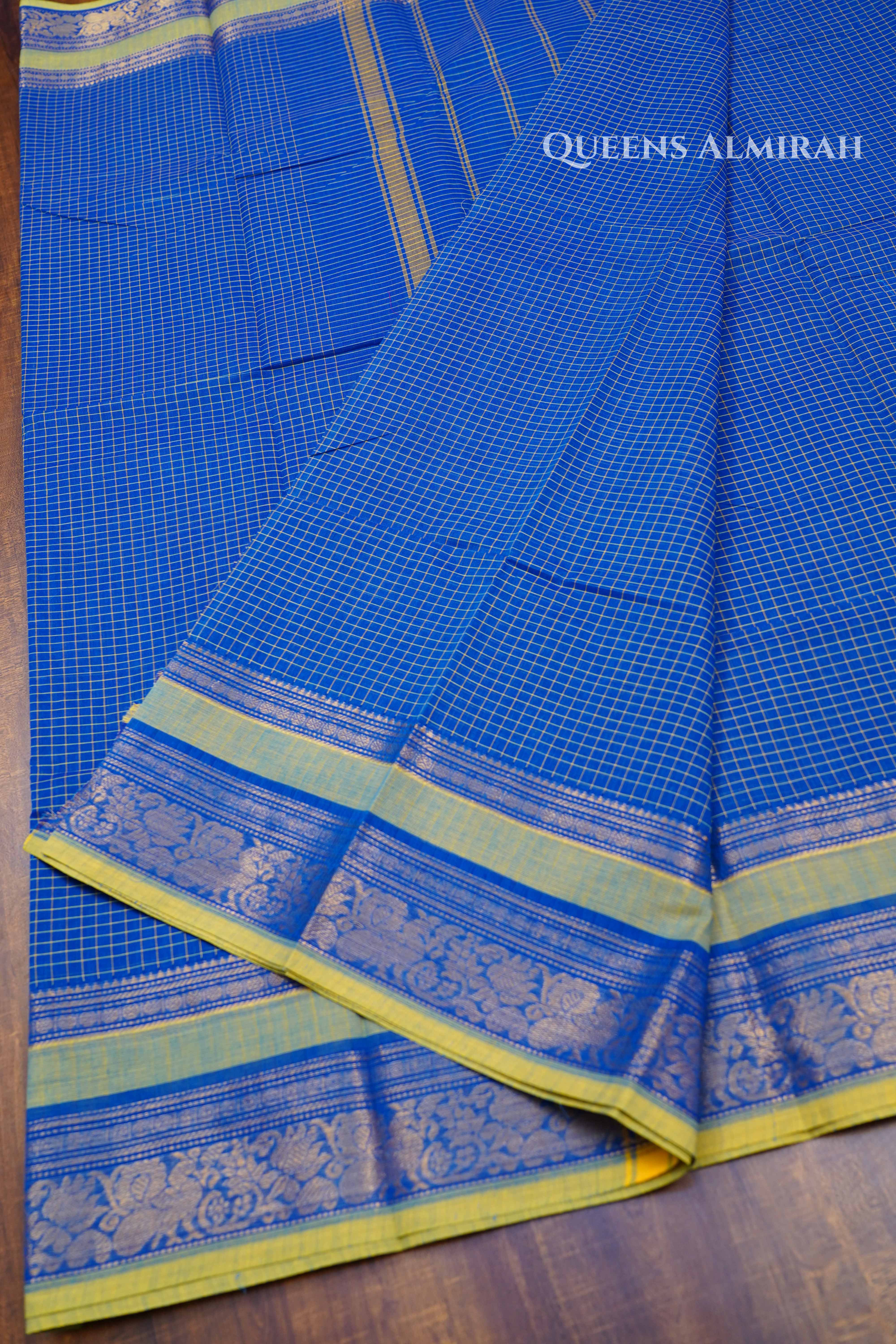 Royal Blue Kanchi Cotton Saree 1
