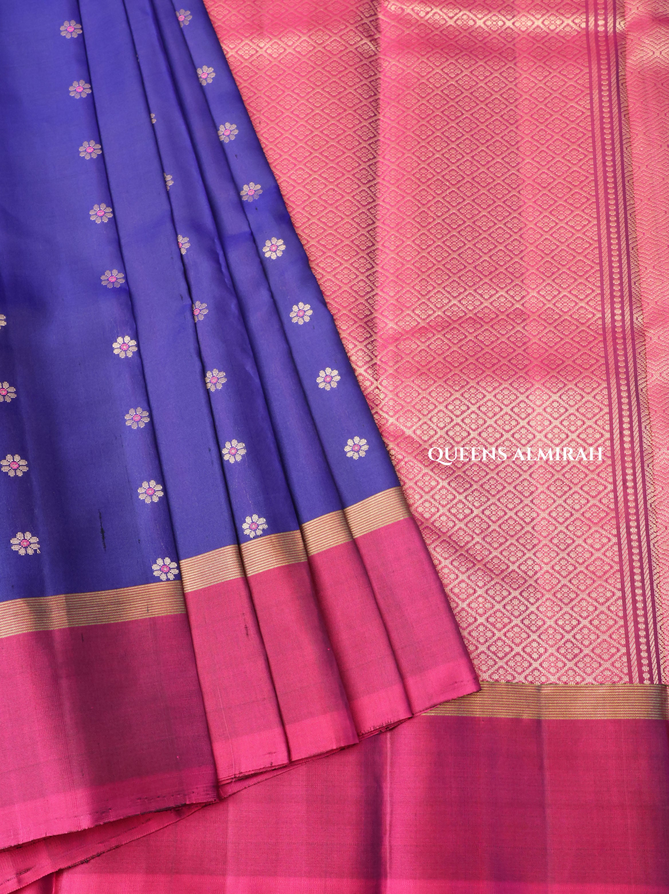 Blue With Purple Pure Kanchivaram Silk Saree