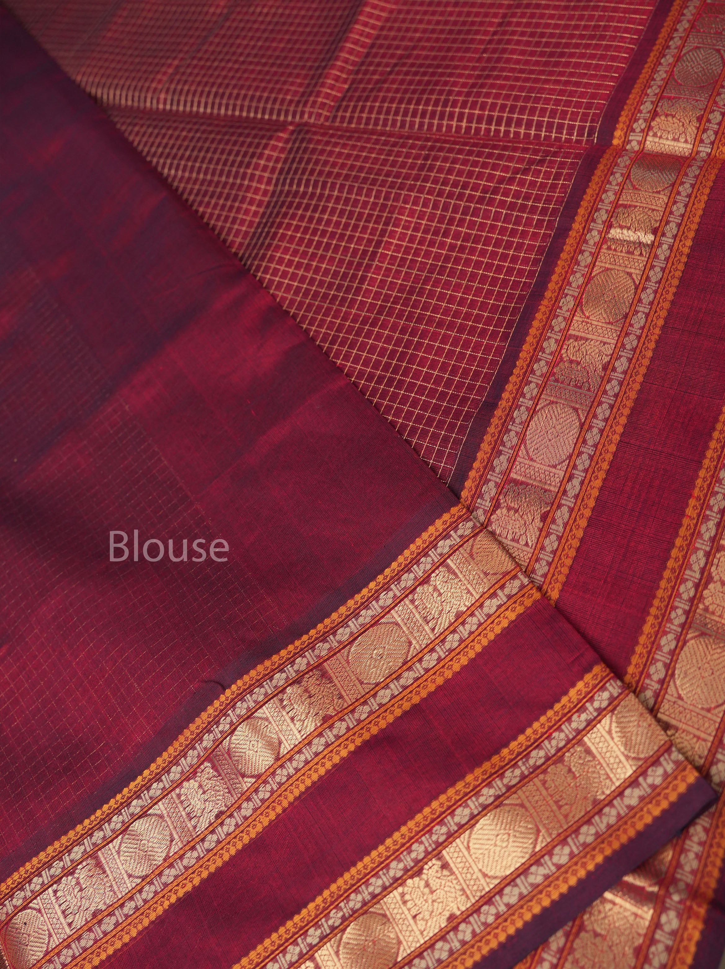 Dark Maroon Chettinad Silk Cotton Saree