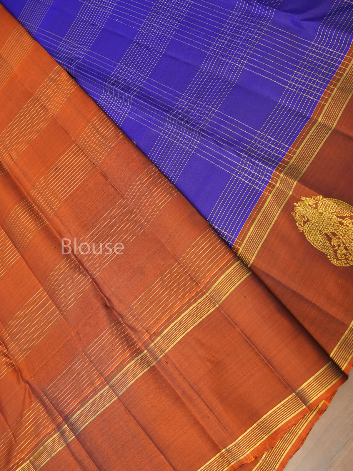 Violet With Rust Orange Pure Kanchivaram Silk Saree