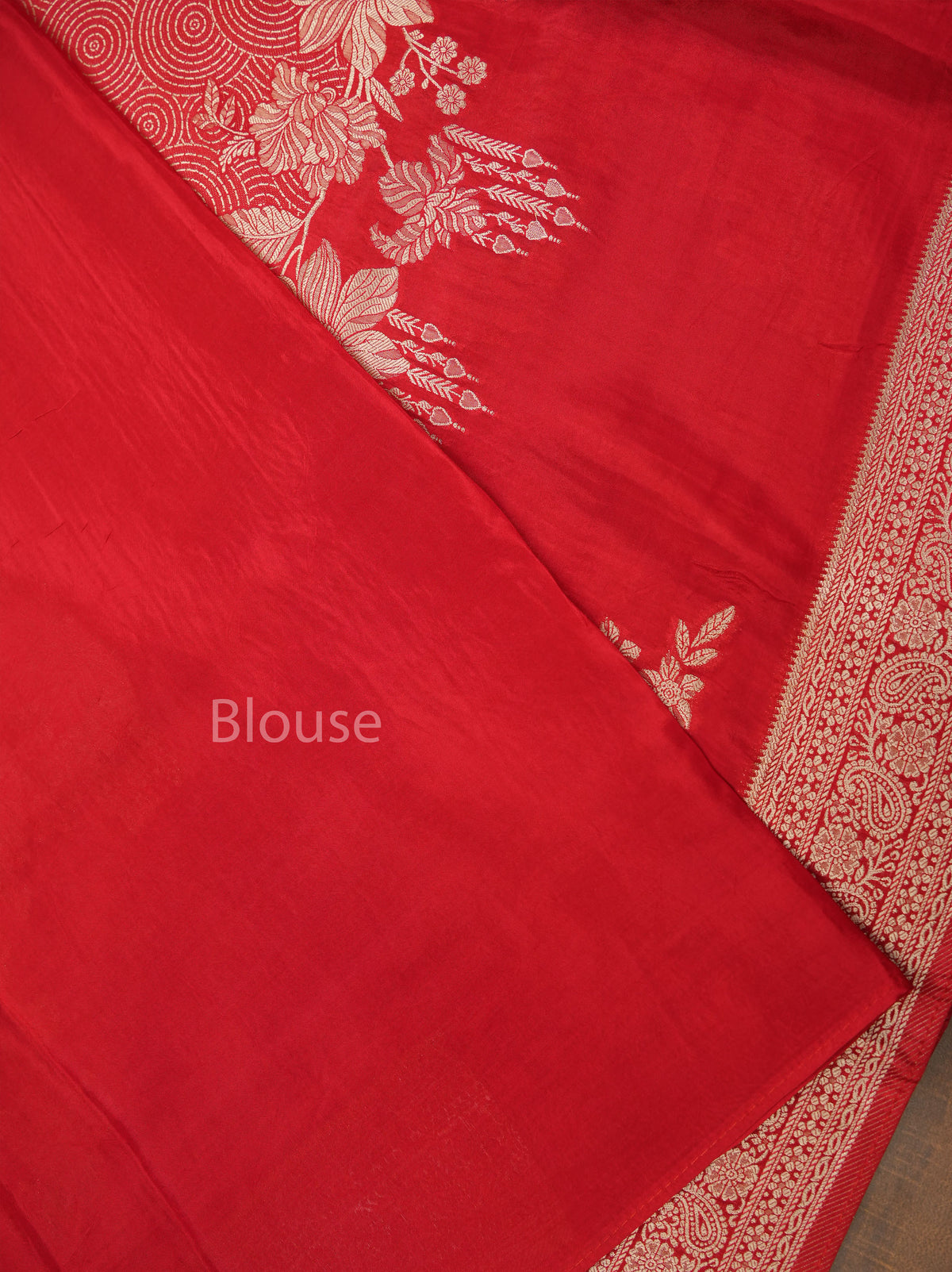 Red  Banarasi Satin Silk Saree