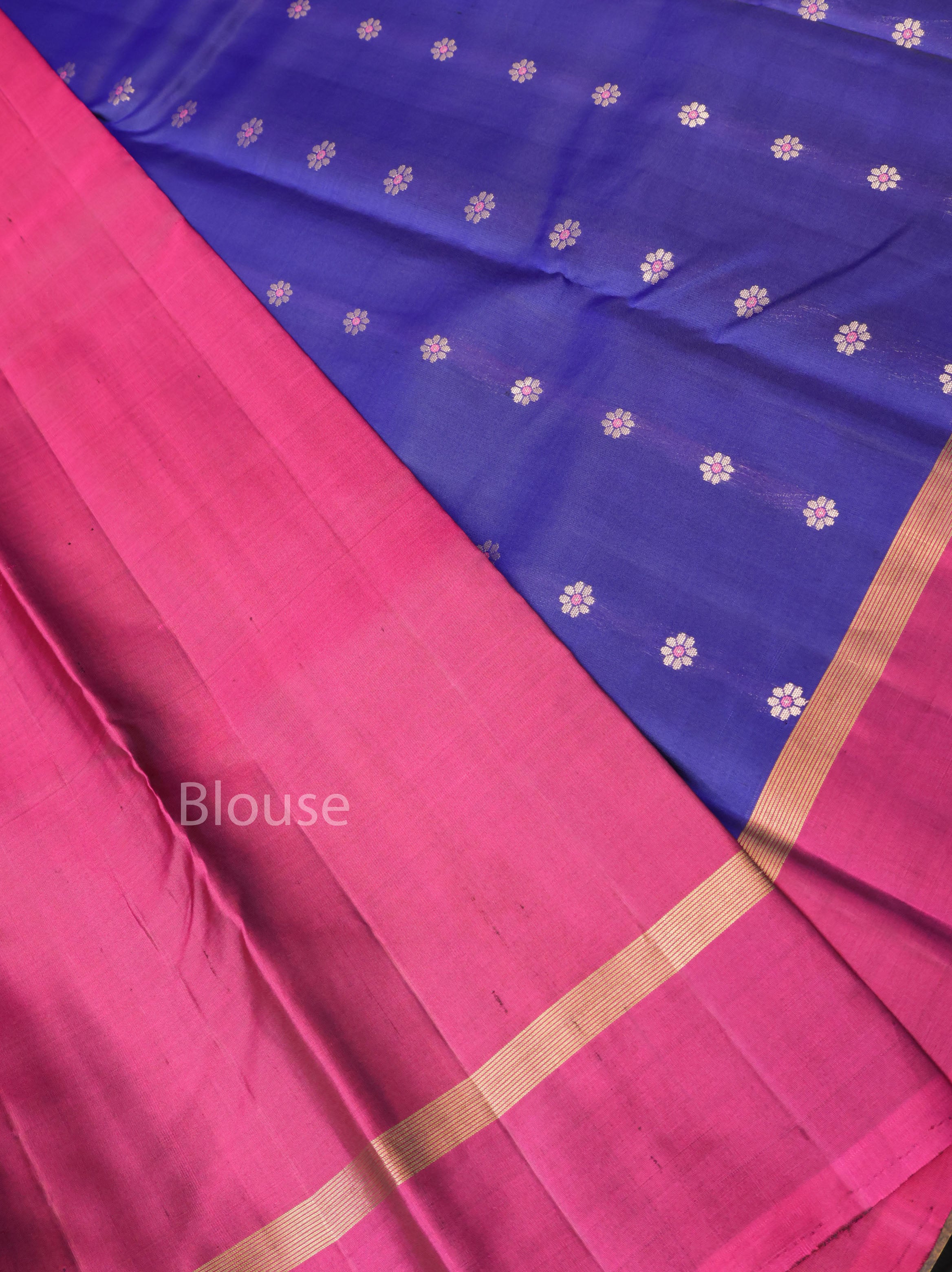 Blue With Purple Pure Kanchivaram Silk Saree