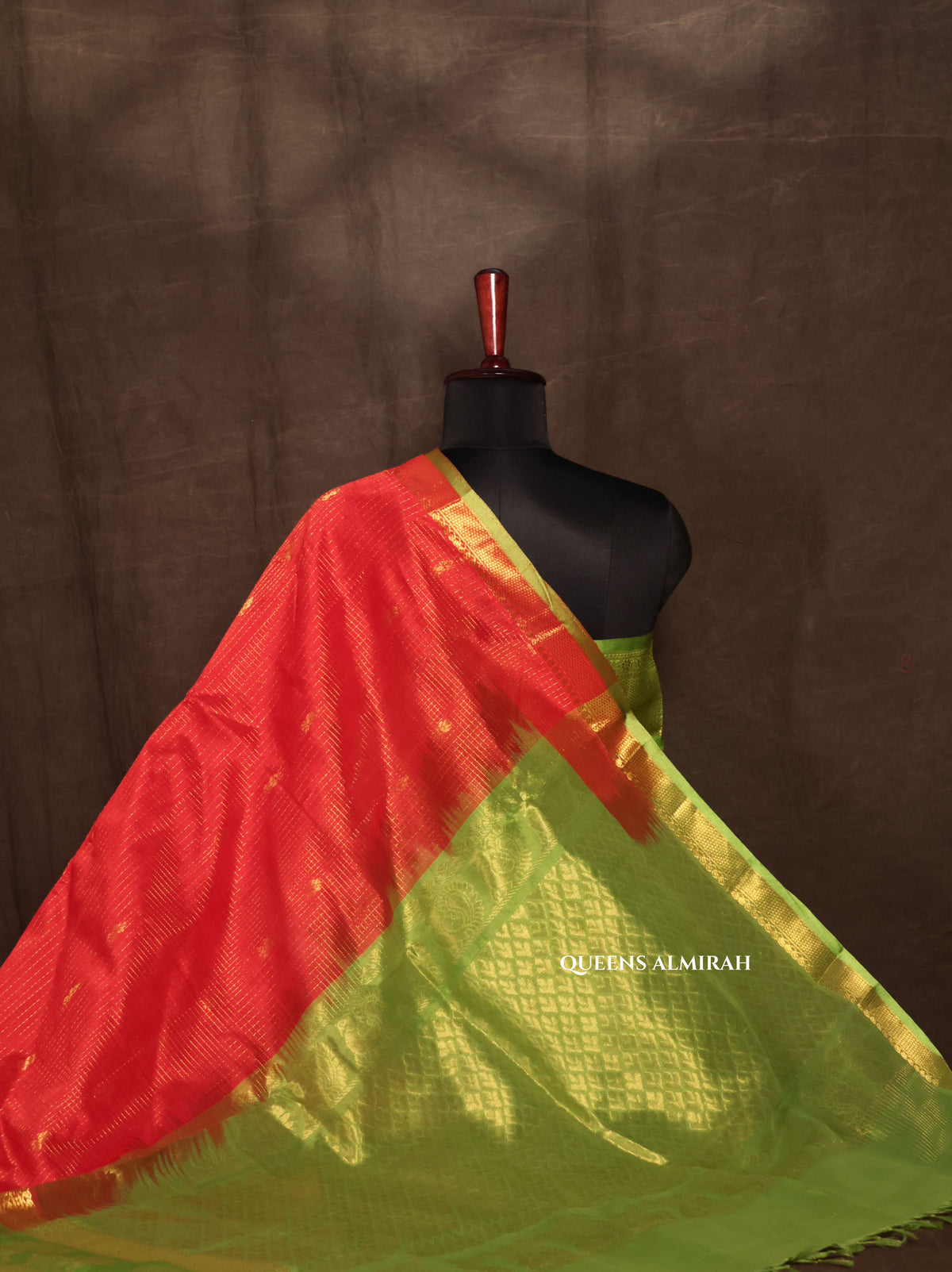 Red With Green Pure Silk Cotton Saree