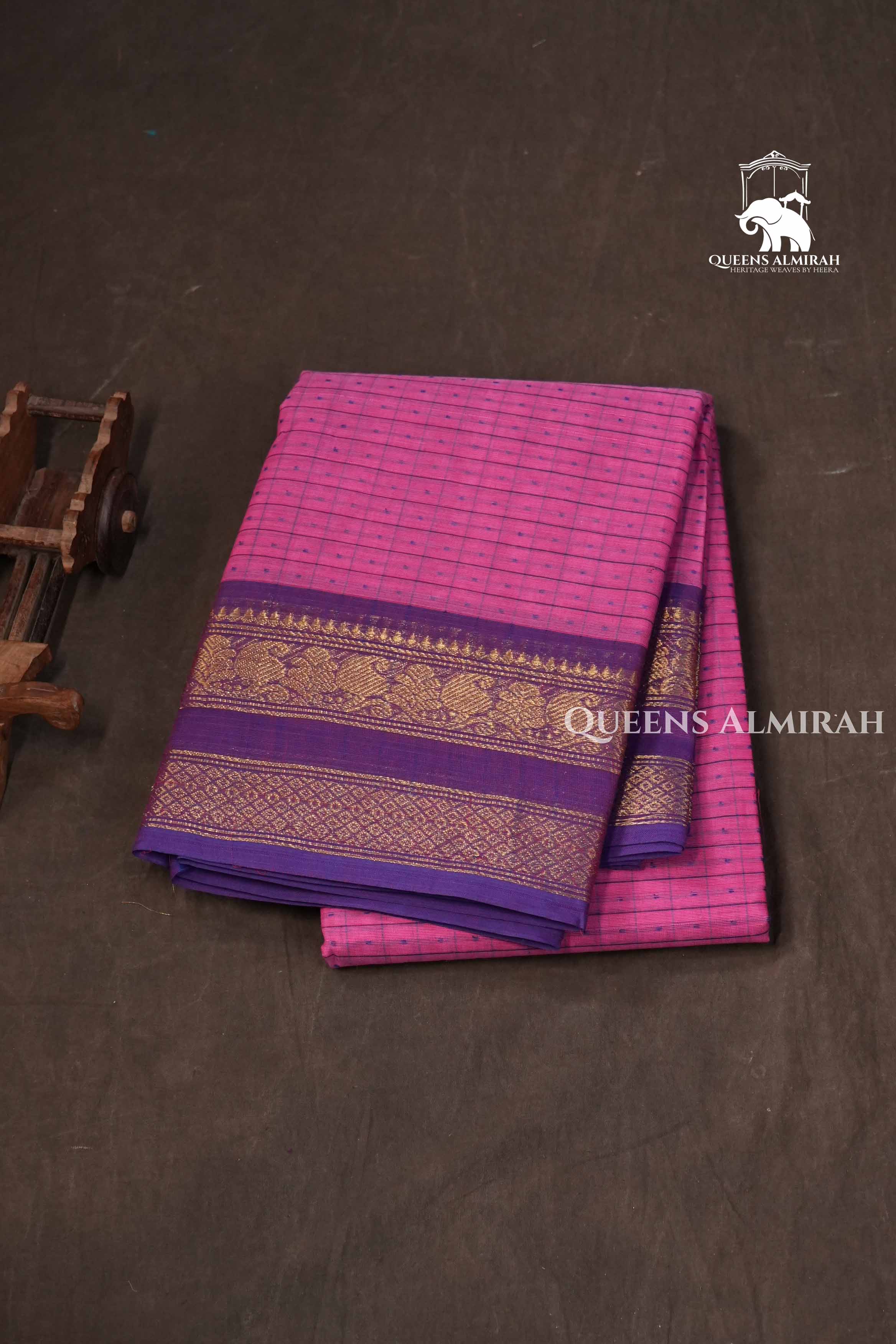 Pink With Purple Kanchi Cotton Saree