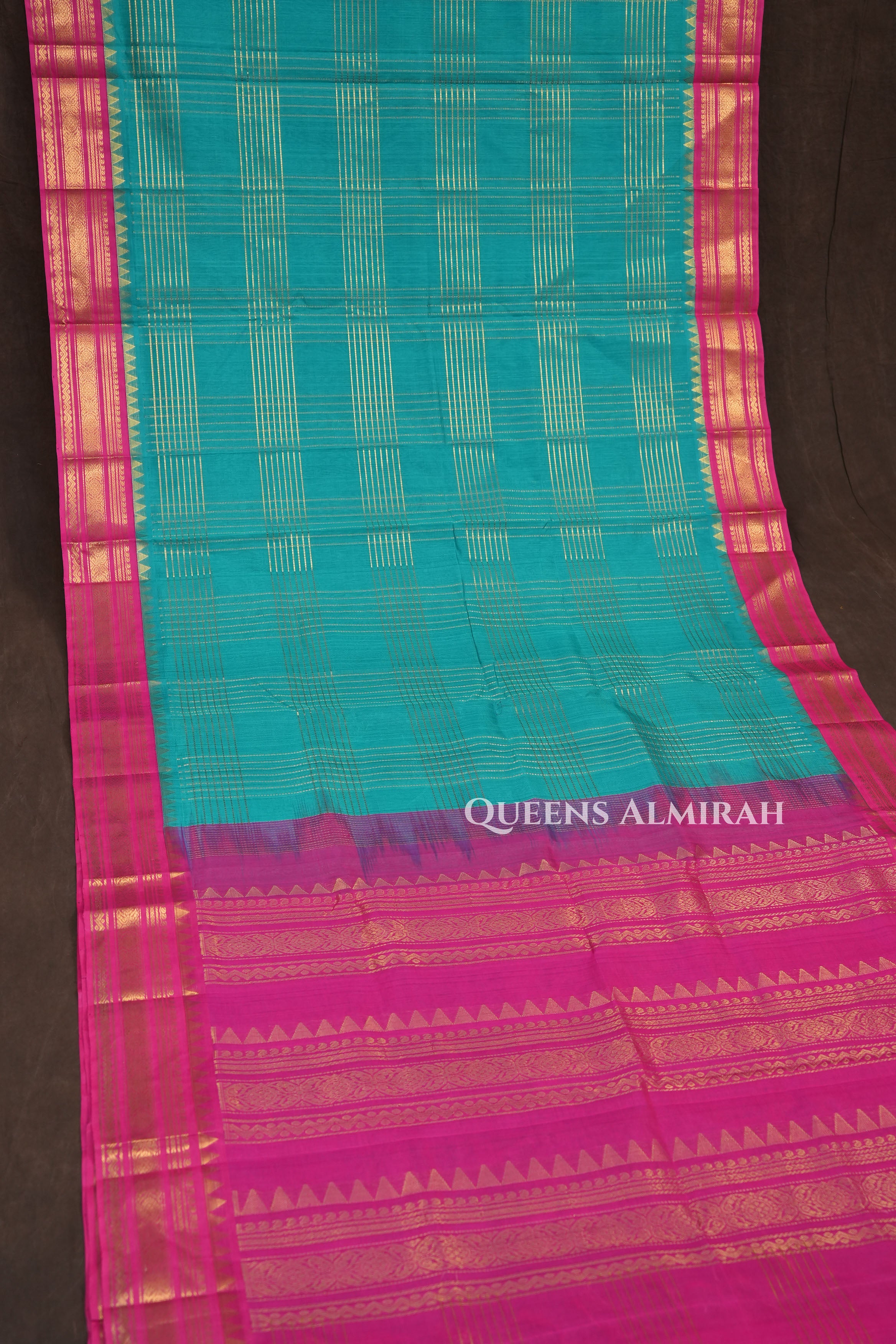 Blue With Pink Pure Kanchi Silk Cotton Saree