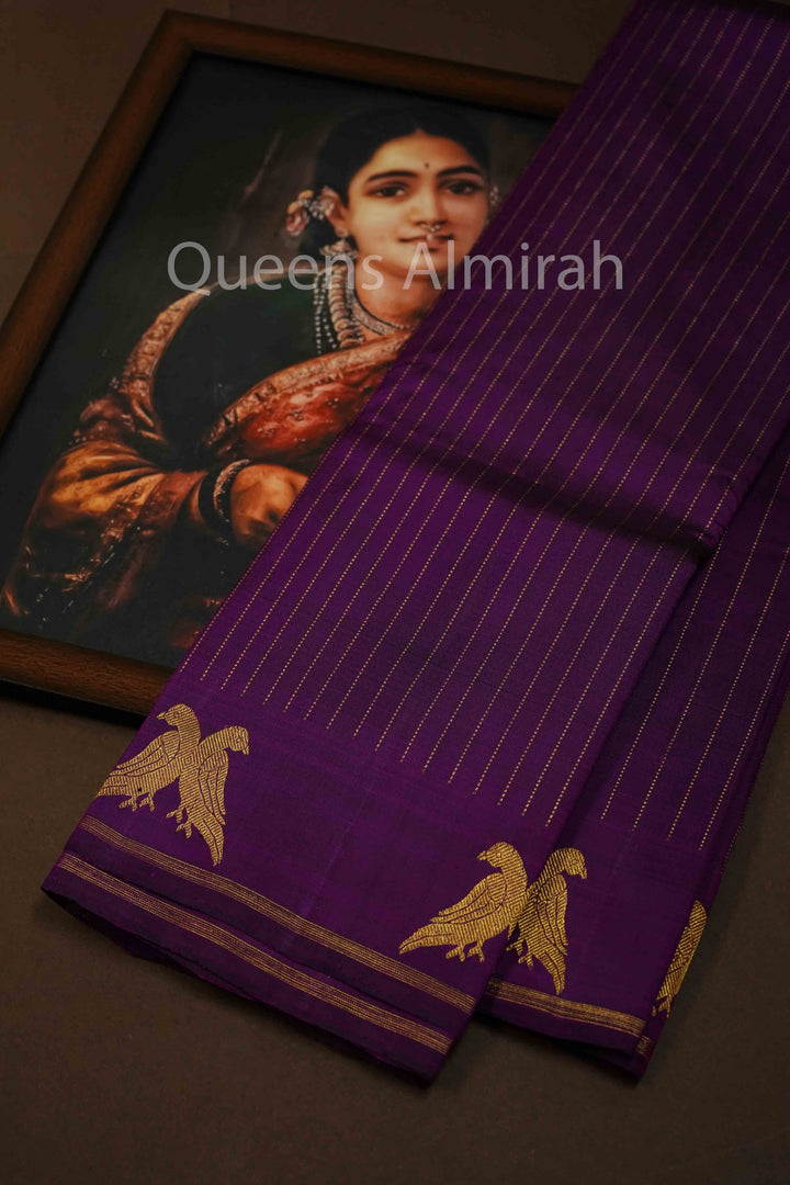 PURPLE GRAPE KANCHIVARAM SILK SAREE - Queens Jewel Emporium