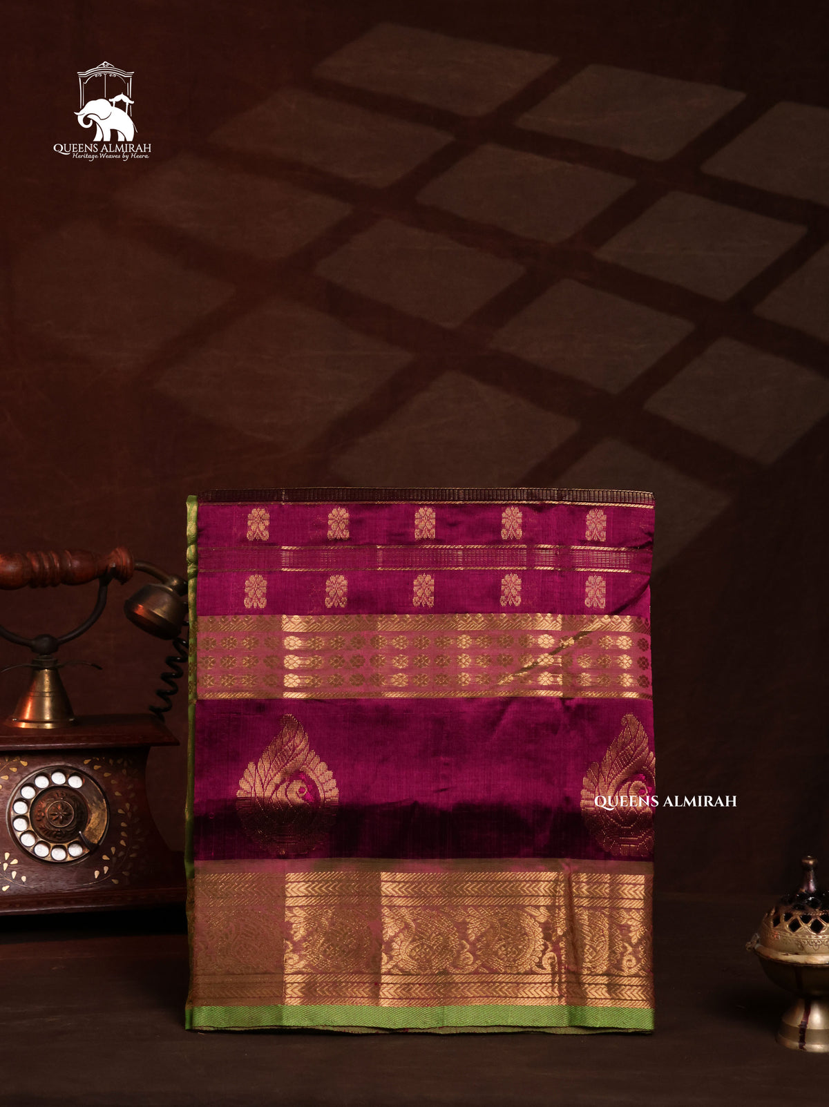 Purple With Green Pure Silk Cotton Saree