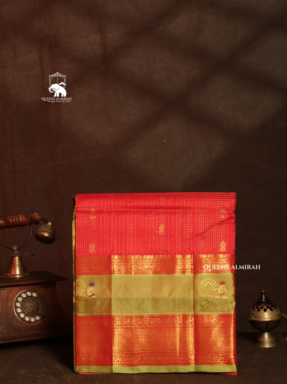Red With Green Pure Silk Cotton Saree