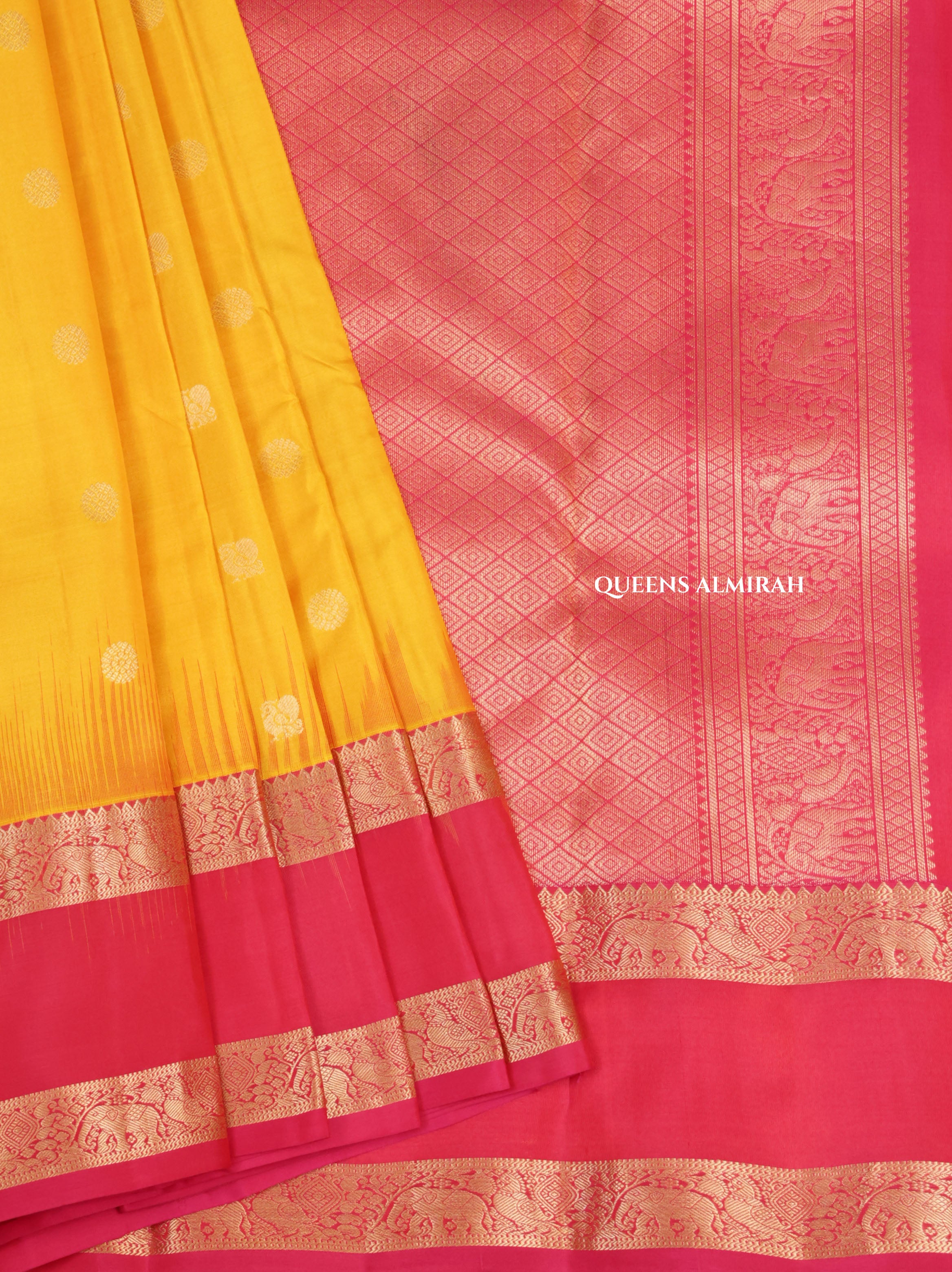 Mango Yellow With Red Pure Kanchivaram Silk Saree